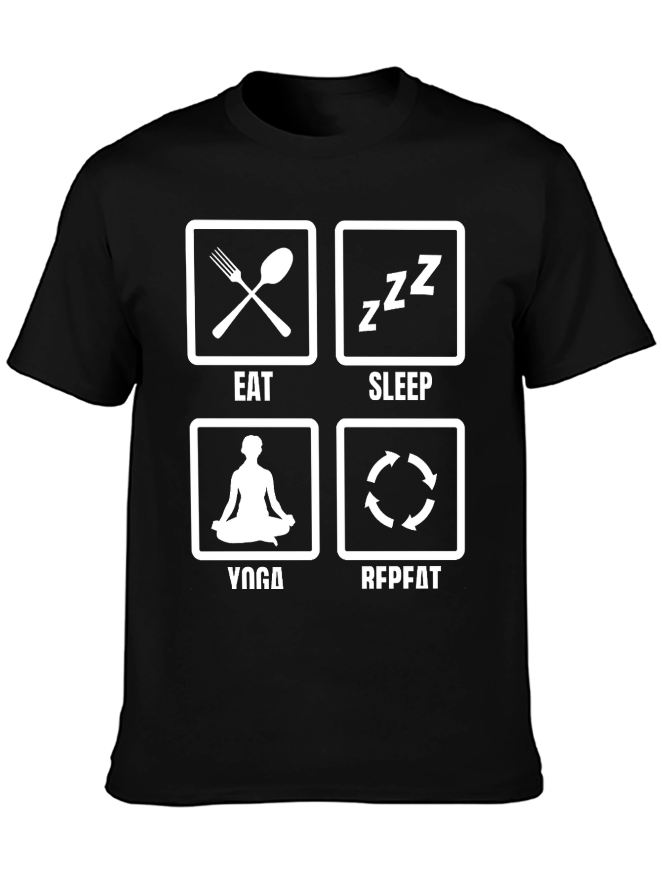 Eat Sleep Yoga Repeat T-Shirt Funny Graphic Tee