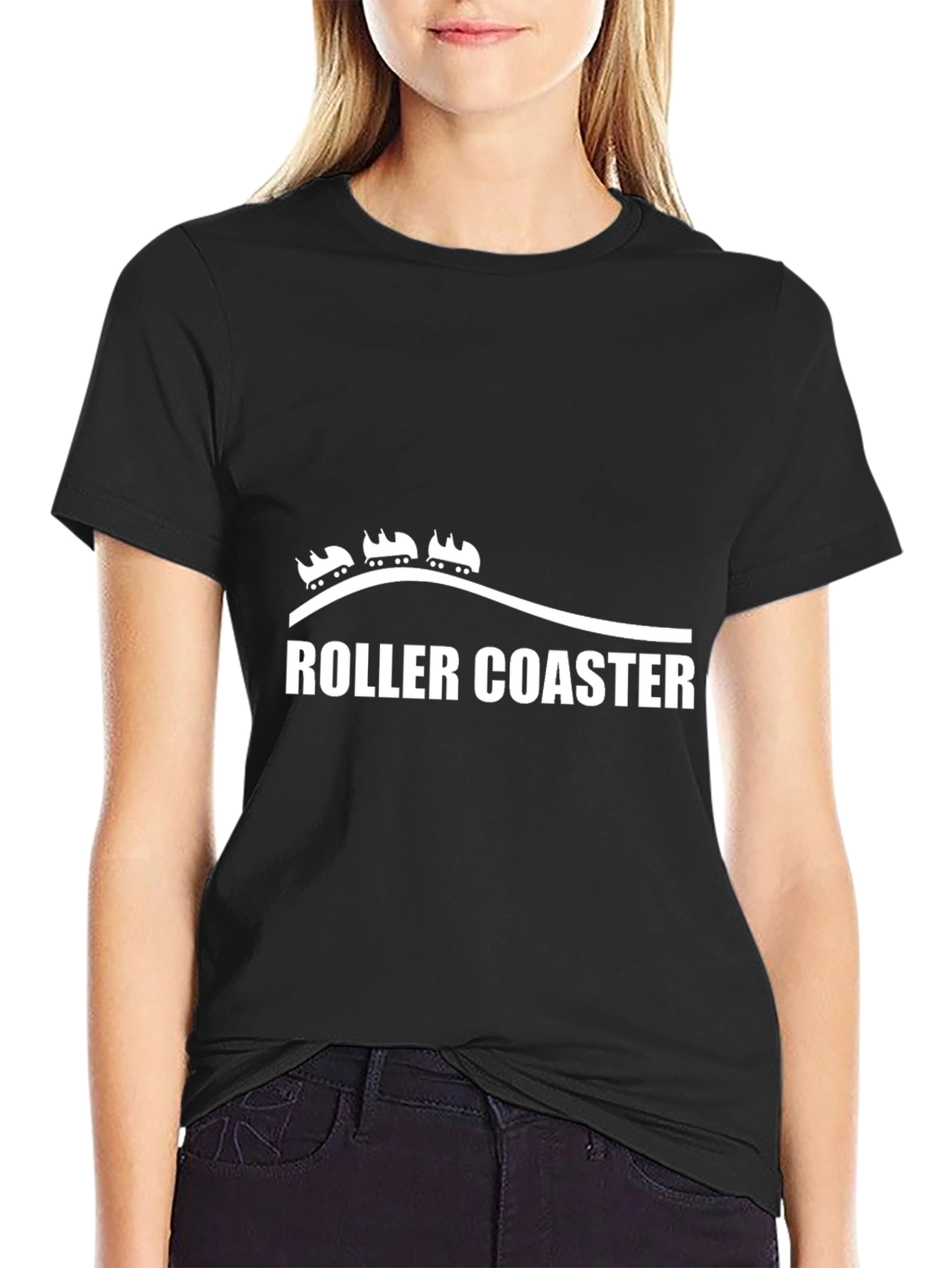 Roller Coaster Graphic Tee - Black Cotton T-Shirt