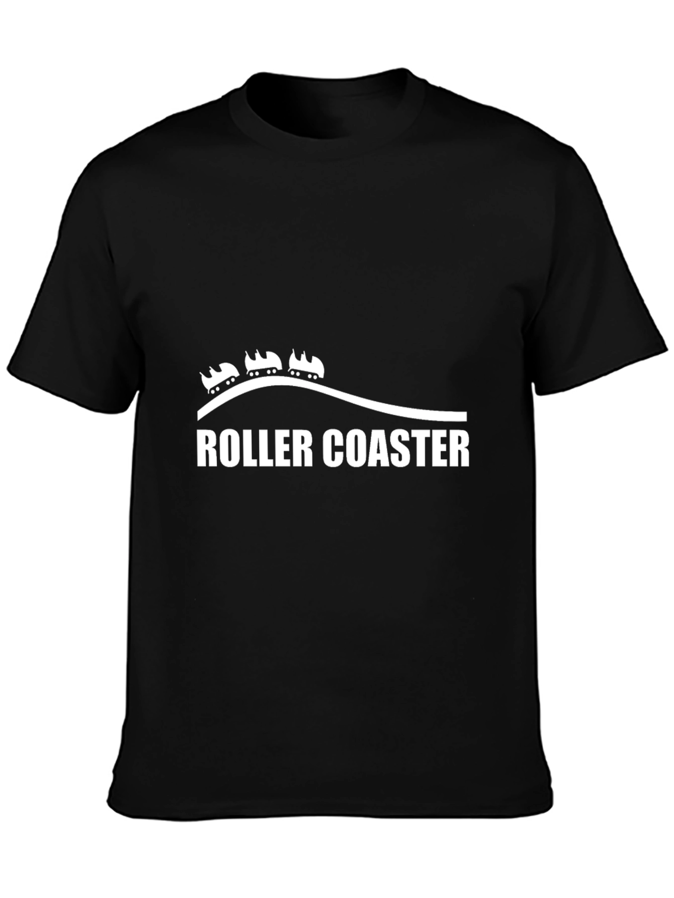 Roller Coaster Graphic Tee - Black Cotton T-Shirt