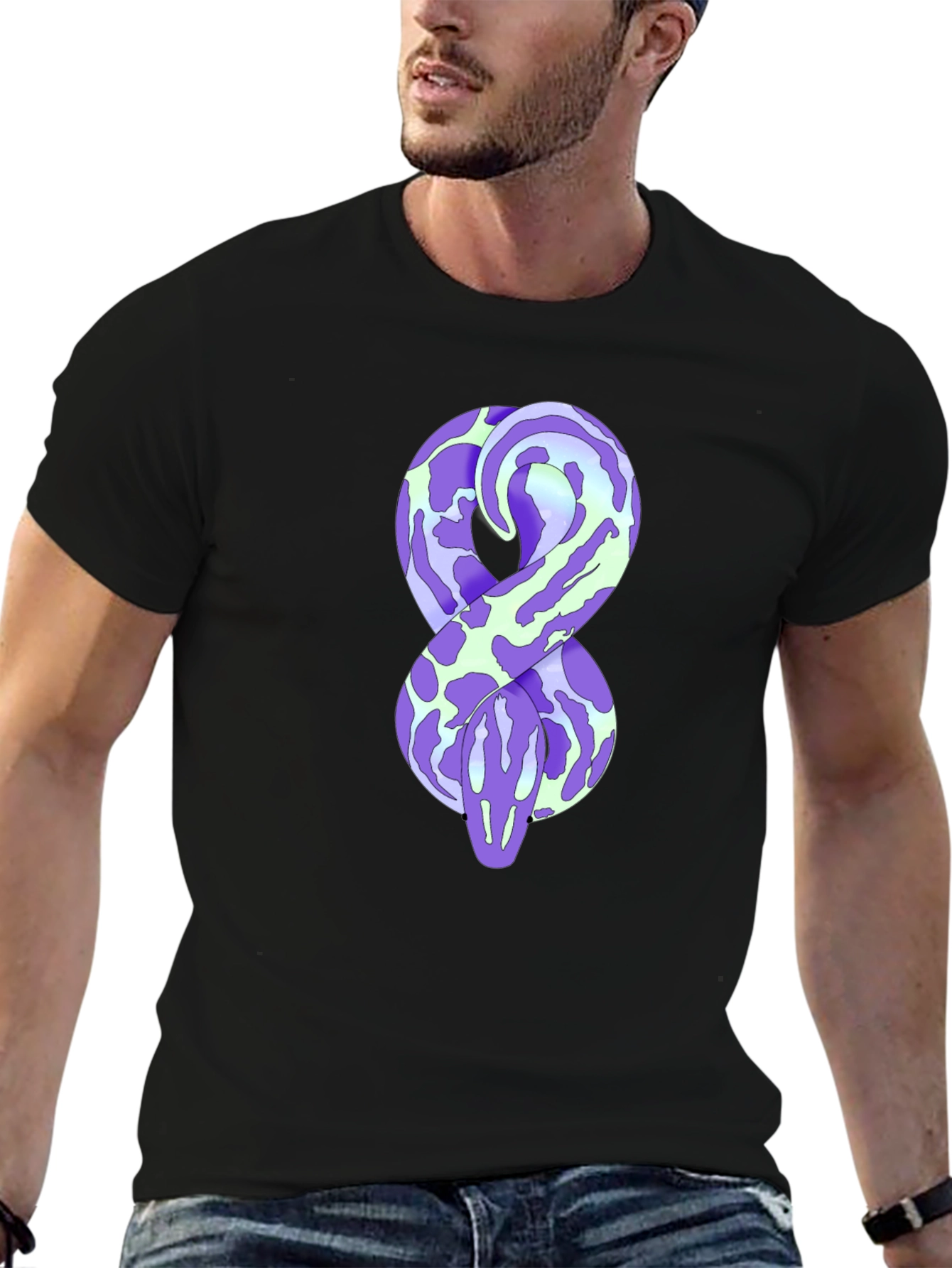 Snake Graphic Tee - Black Cotton Comfort