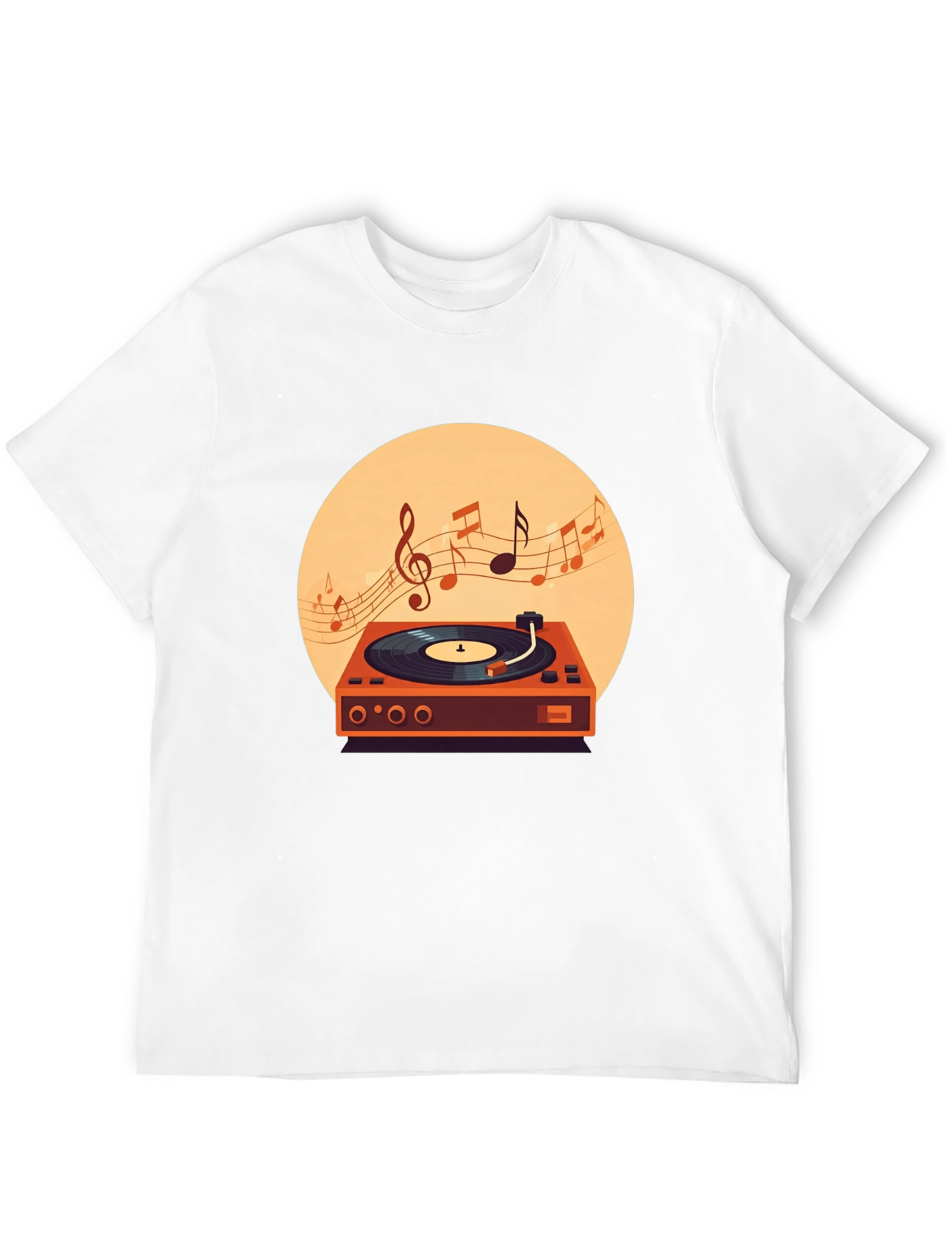 Retro Turntable Music T-Shirt - Black