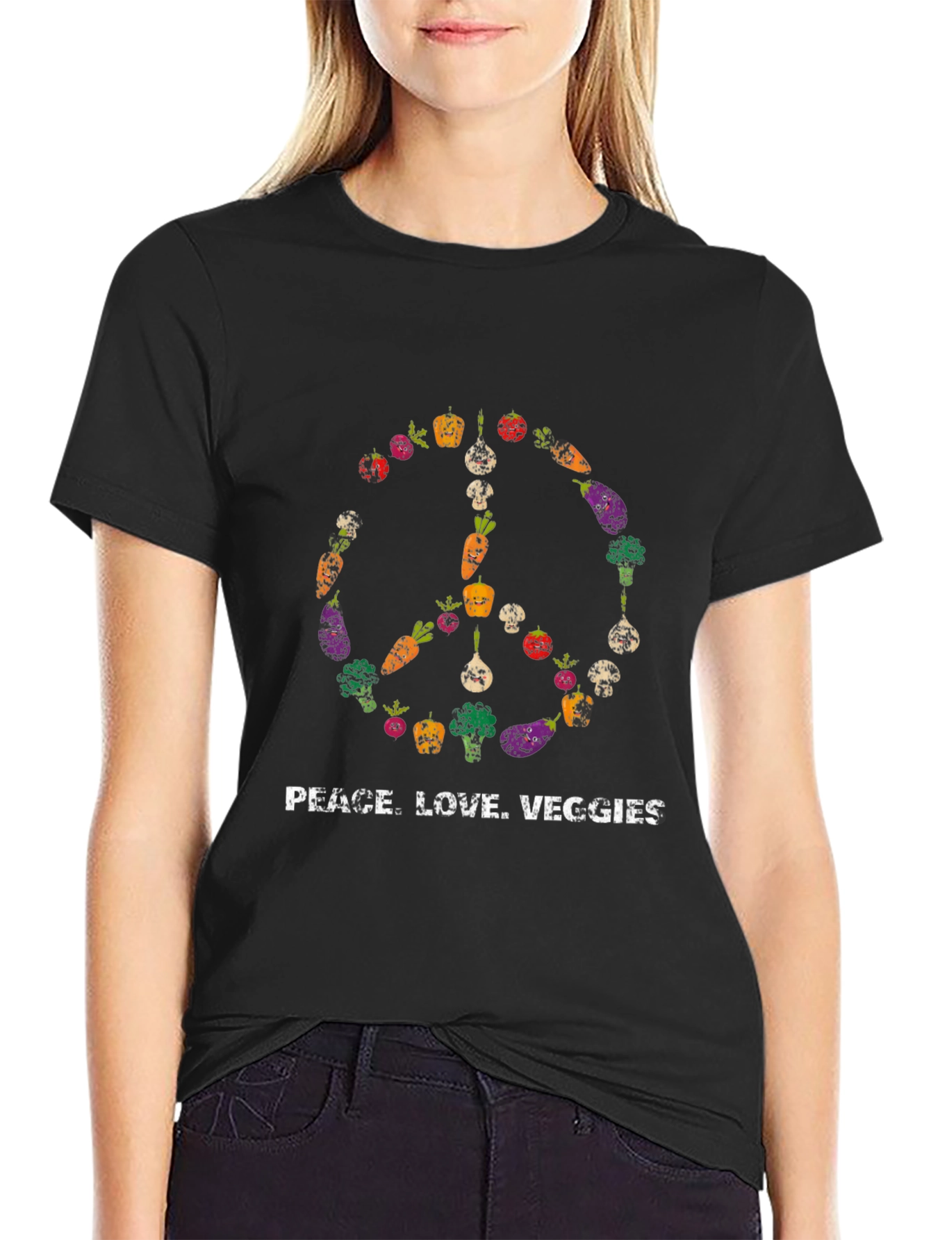 Peace Love Veggies T-Shirt - Vegan Vegetarian Tee