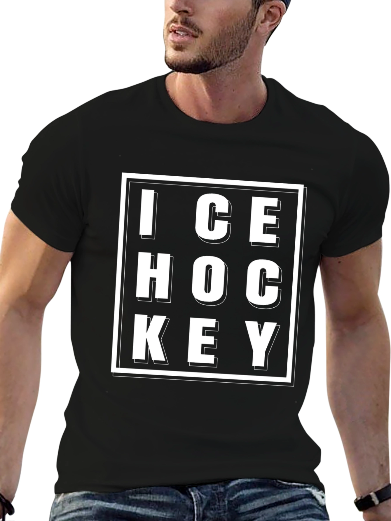 Ice Hockey Graphic Tee | Black T-Shirt