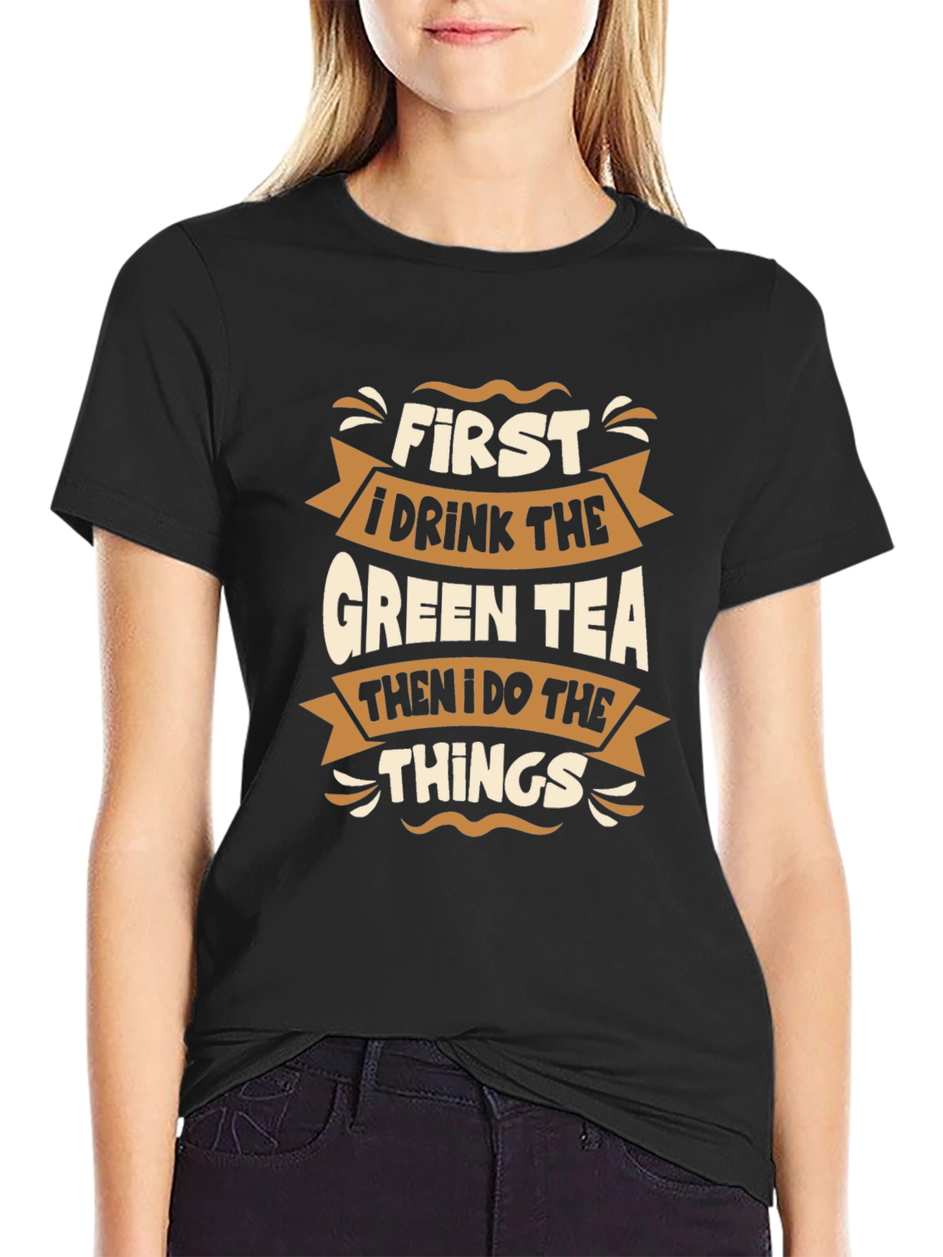 Green Tea Lover Black T-Shirt