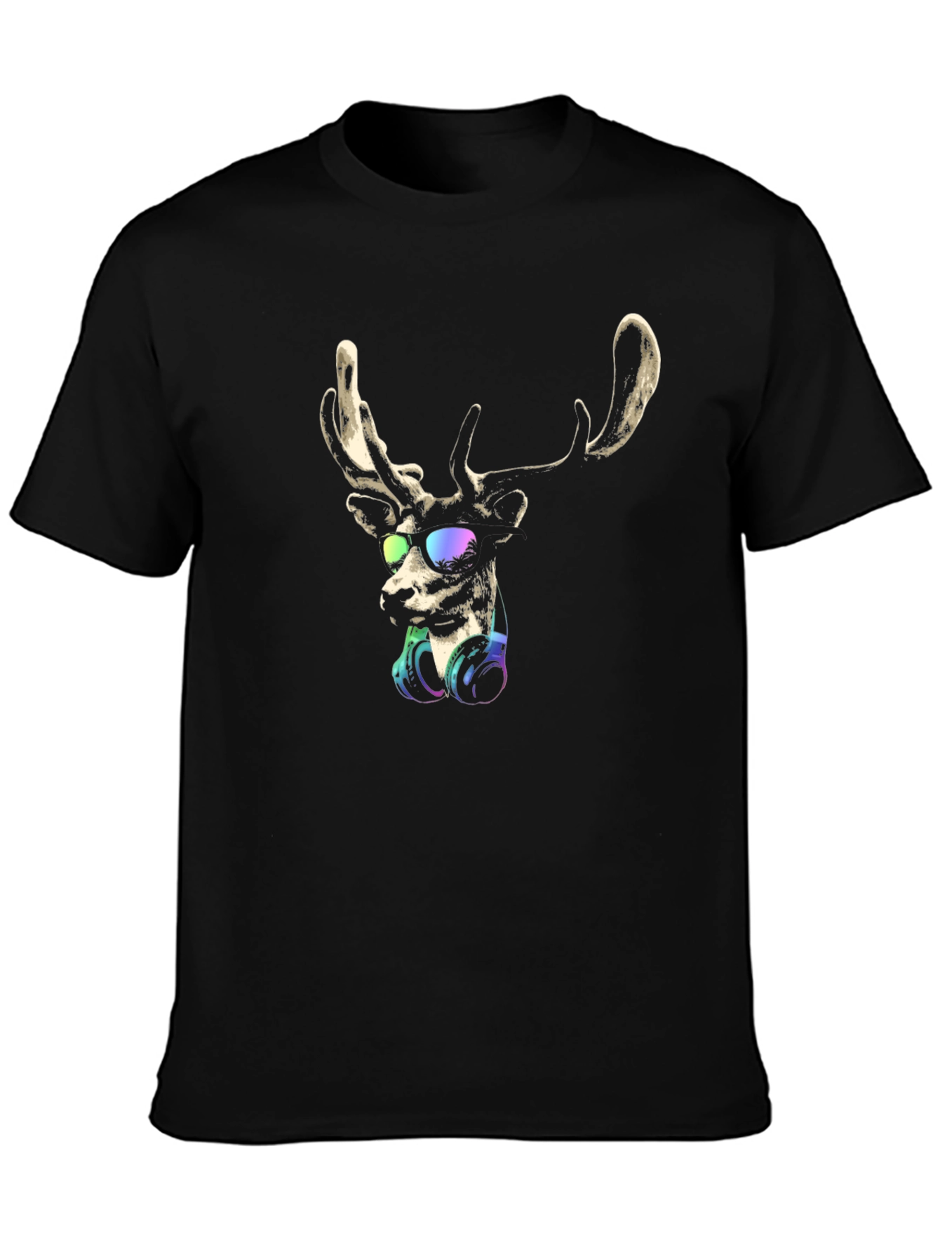 Cool Deer Graphic T-Shirt - Mens Black Tee