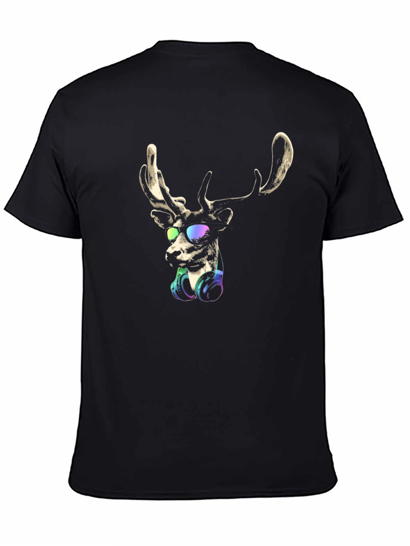 Cool Deer Graphic T-Shirt - Mens Black Tee