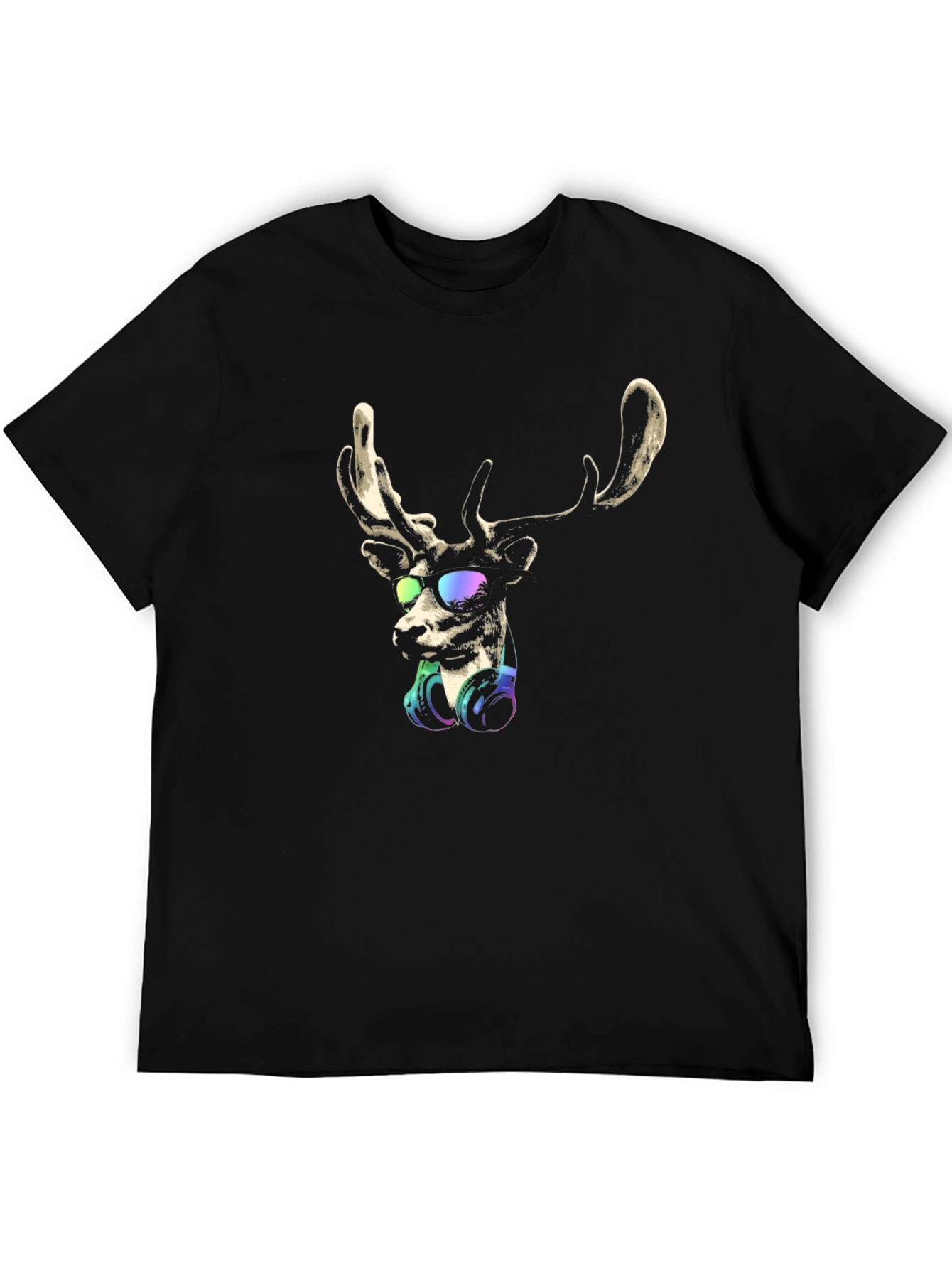 Cool Deer Graphic T-Shirt - Mens Black Tee