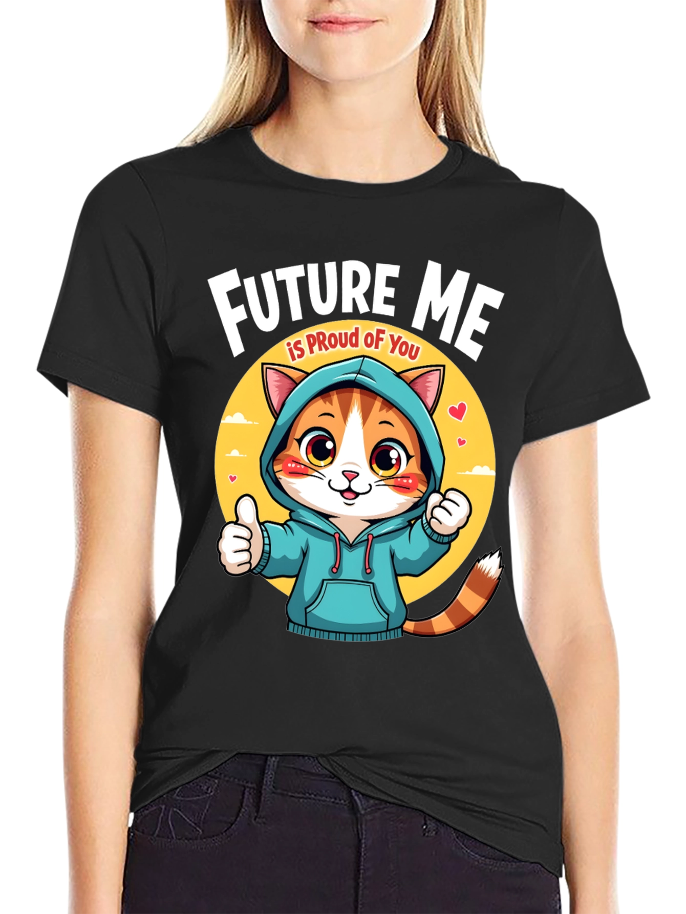 Future Me is Proud Cat Graphic T-Shirt