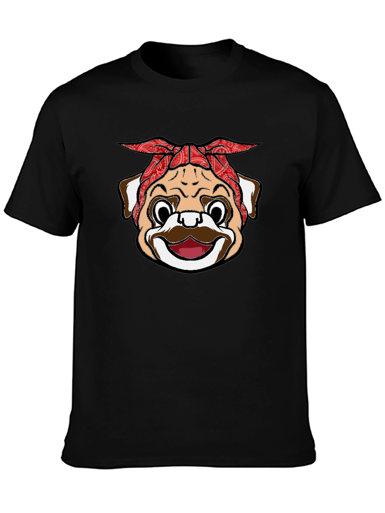 Bandana Pug Graphic Black T-Shirt