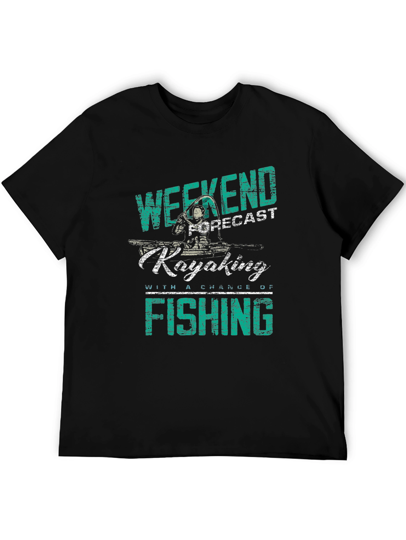 Weekend Kayaking Fishing Graphic Tee - Black