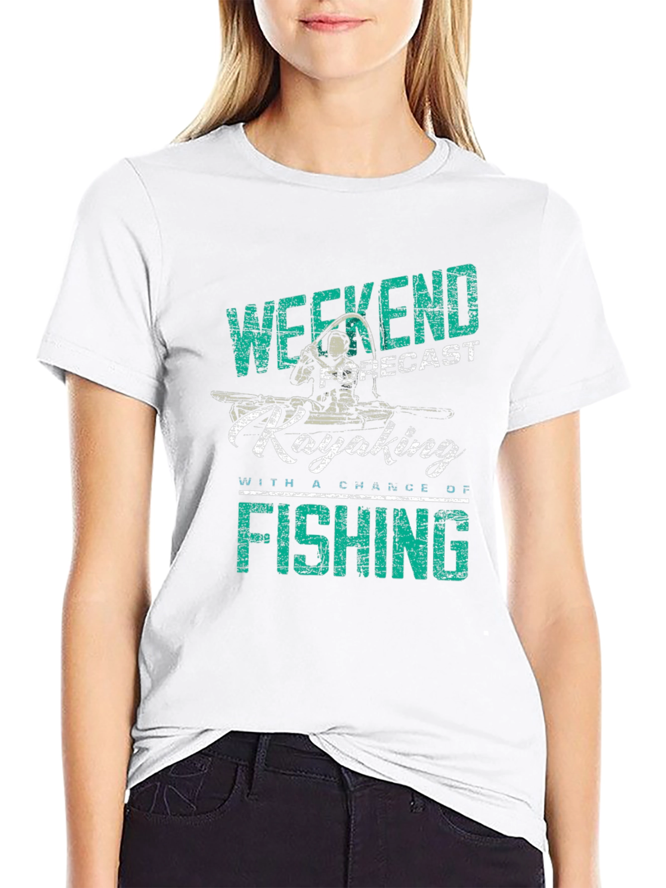 Weekend Kayaking Fishing Graphic Tee - Black