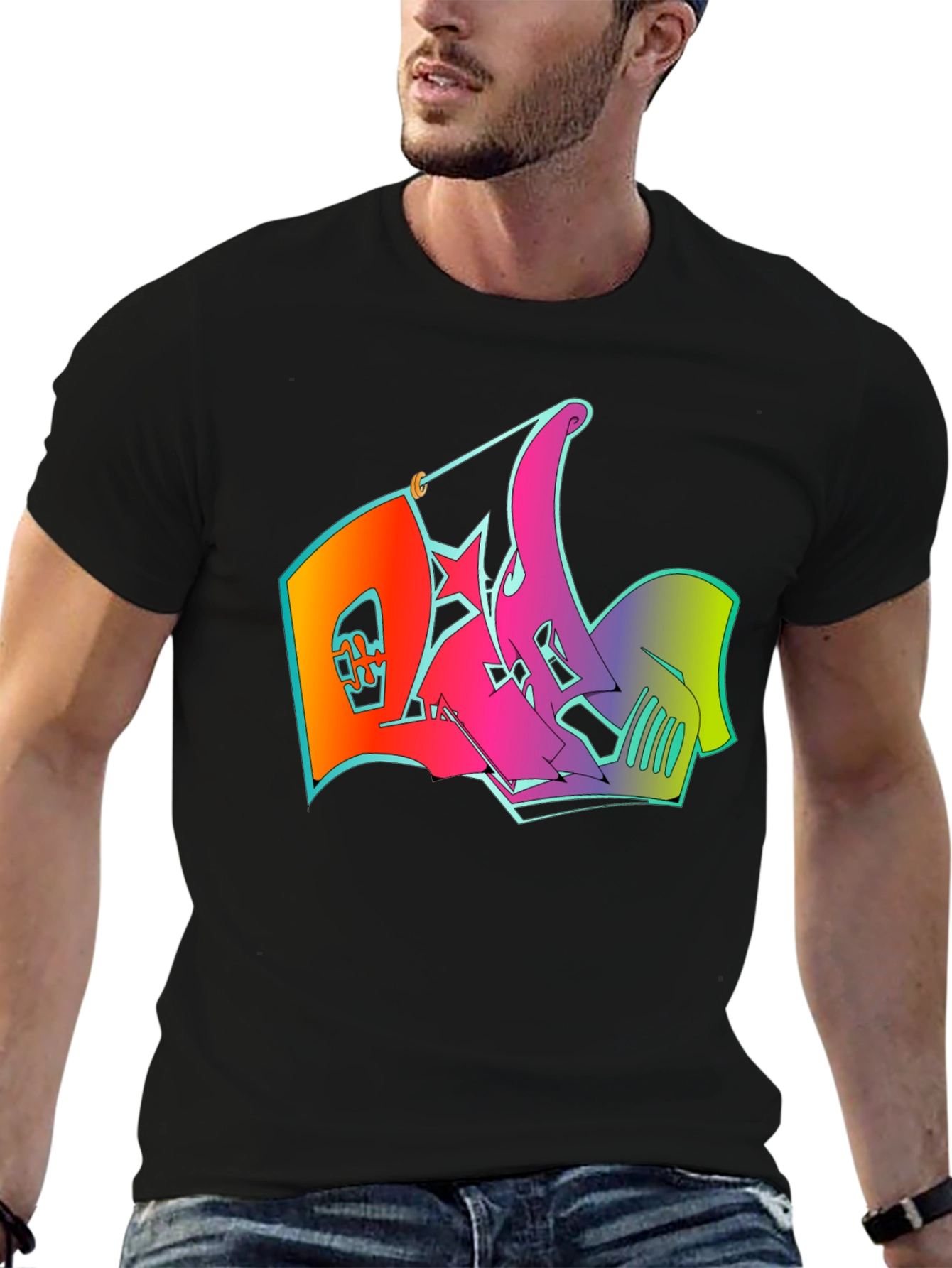 Graphic Print Mens T-Shirt - Graffiti Design