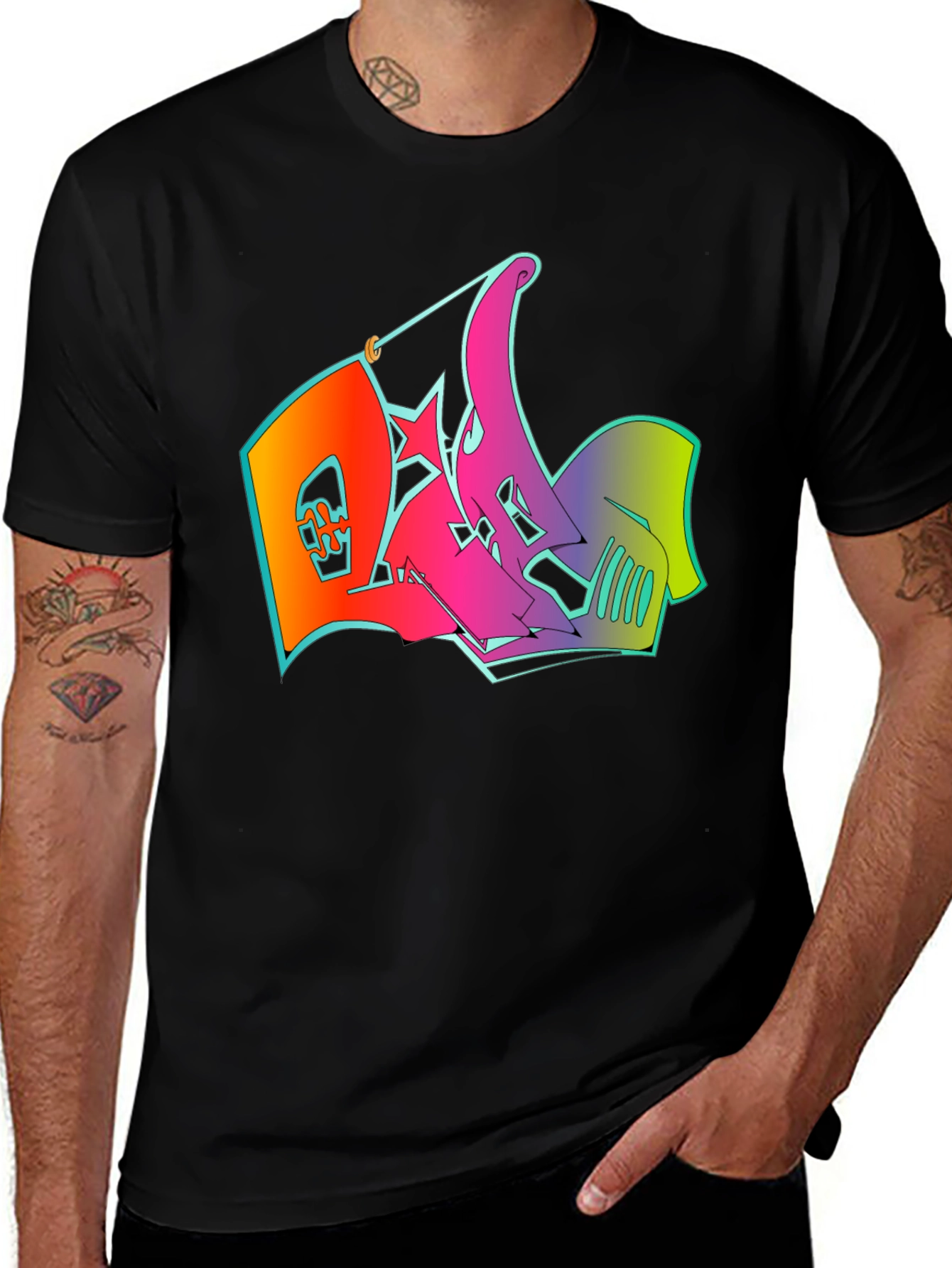 Graphic Print Mens T-Shirt - Graffiti Design