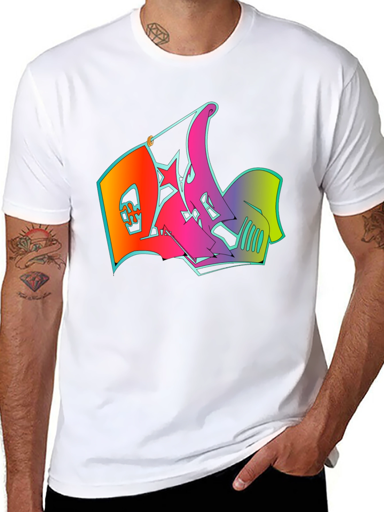 Graphic Print Mens T-Shirt - Graffiti Design