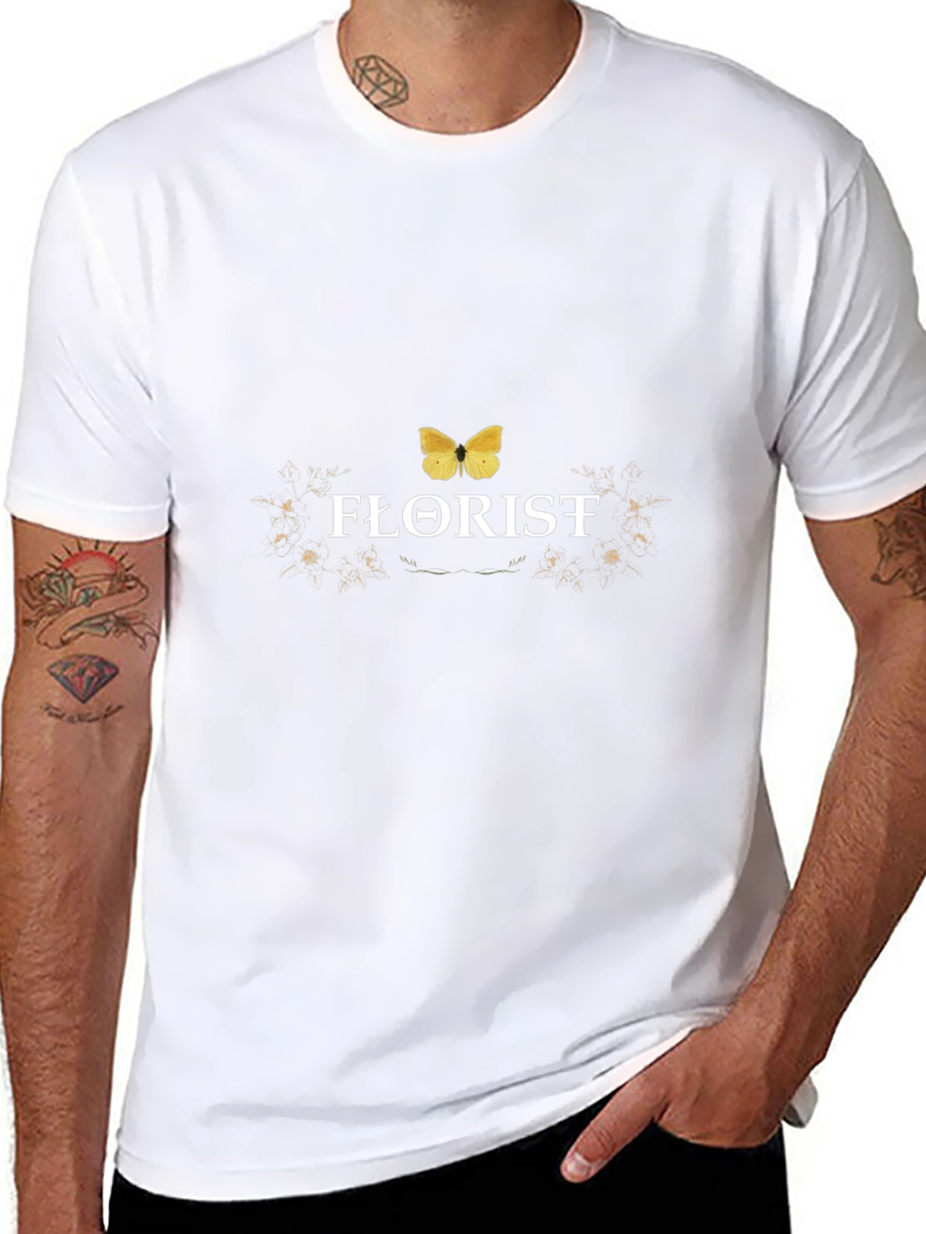 Florist Graphic T-Shirt - Butterfly Design