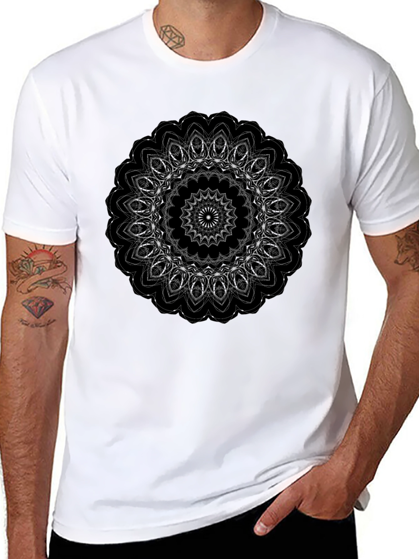 Black Mandala Graphic T-Shirt - Stylish Mens Tee
