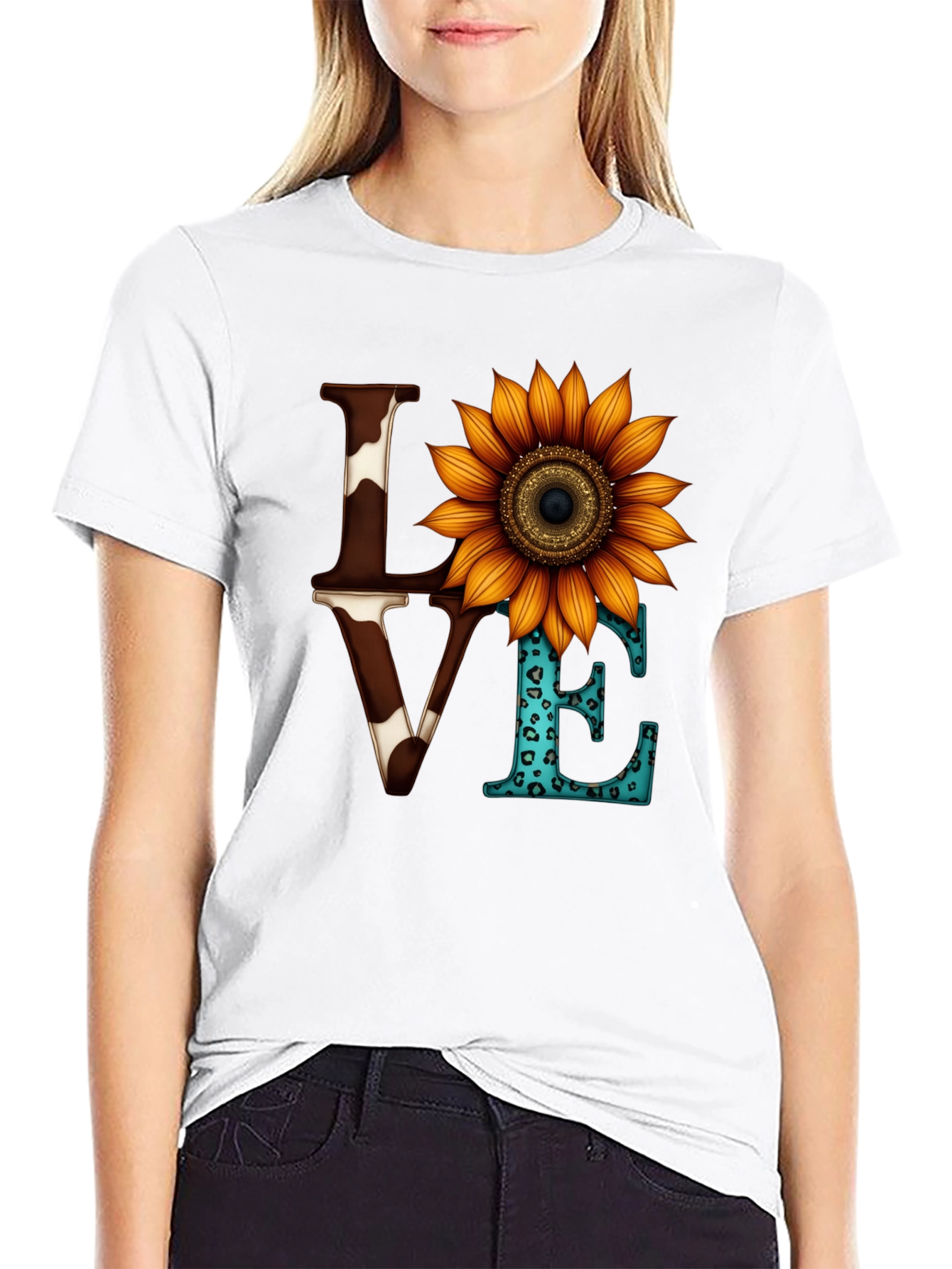 Love Sunflower Graphic Tee - Western Style