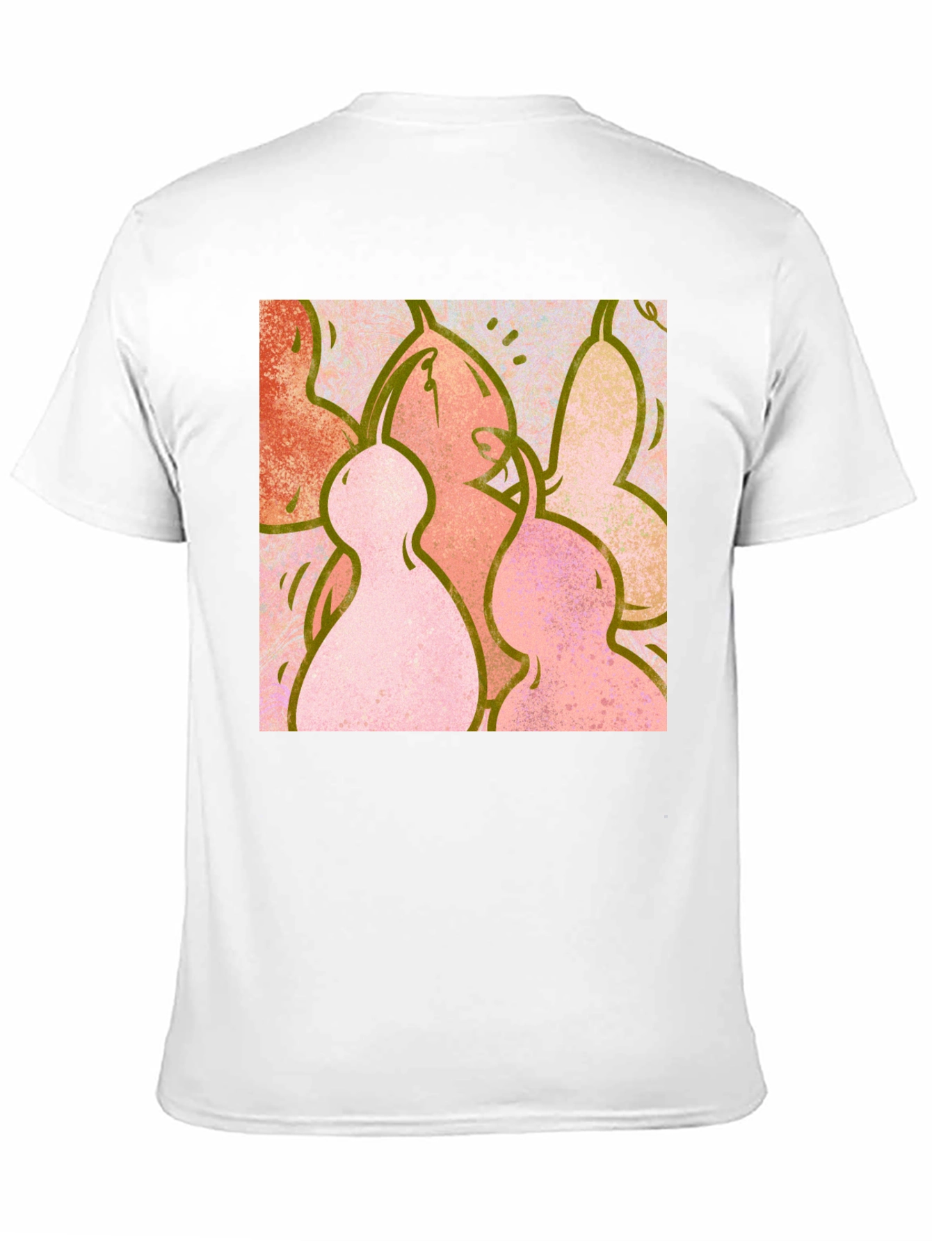 Abstract Figure Print Black Crew Neck T-Shirt