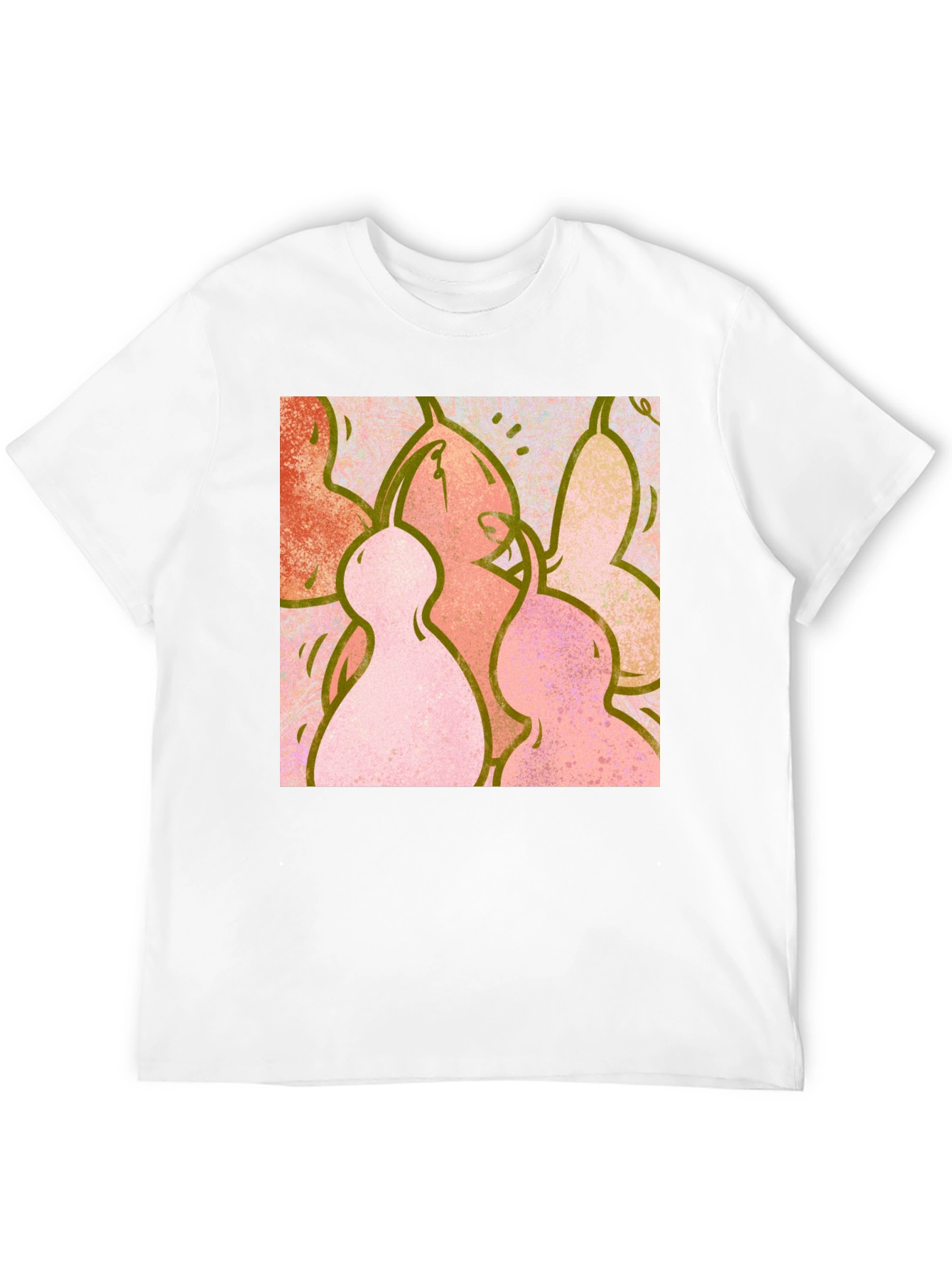 Abstract Figure Print Black Crew Neck T-Shirt