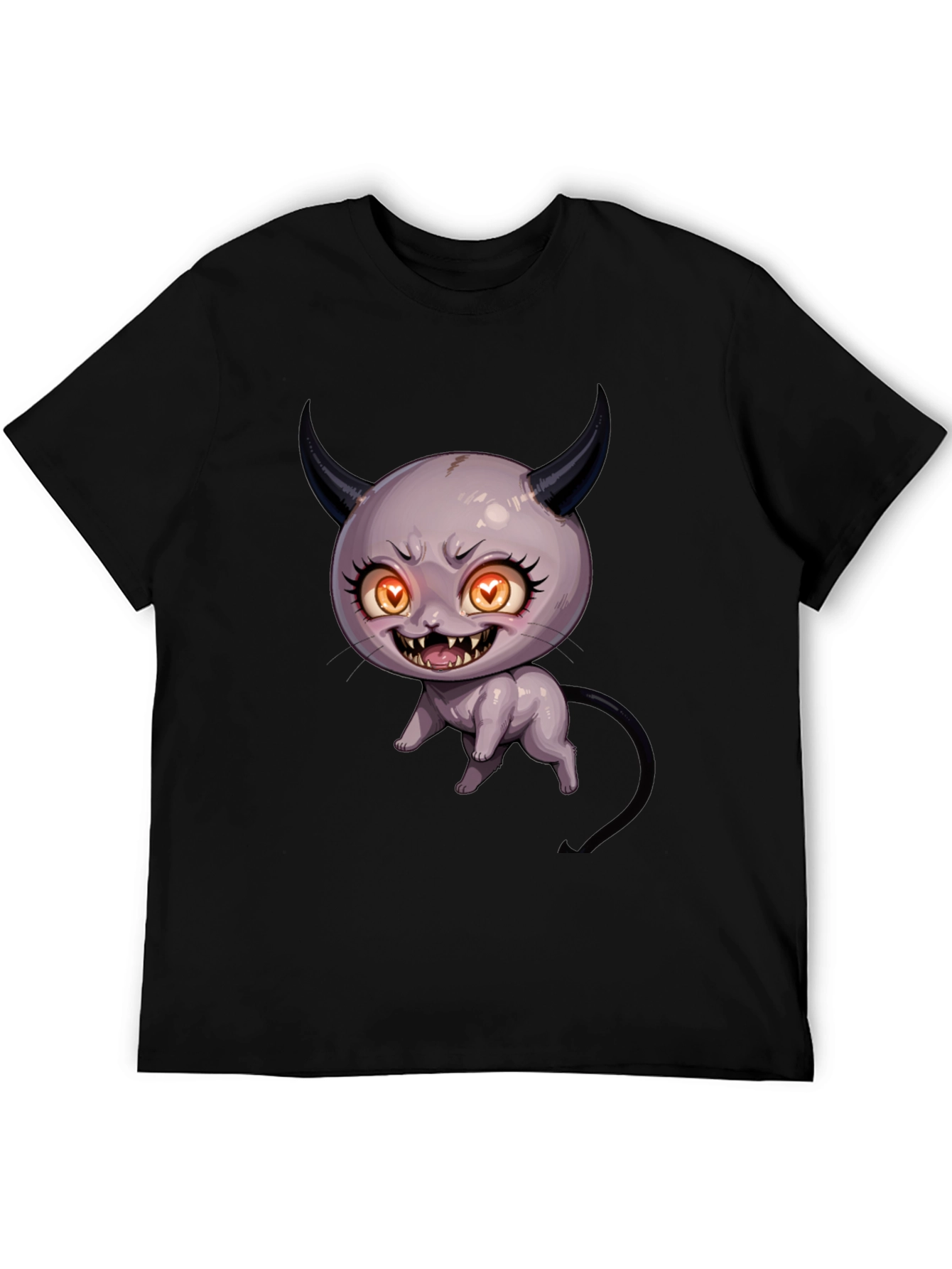Devil Cat Graphic T-Shirt - Black Cotton Tee