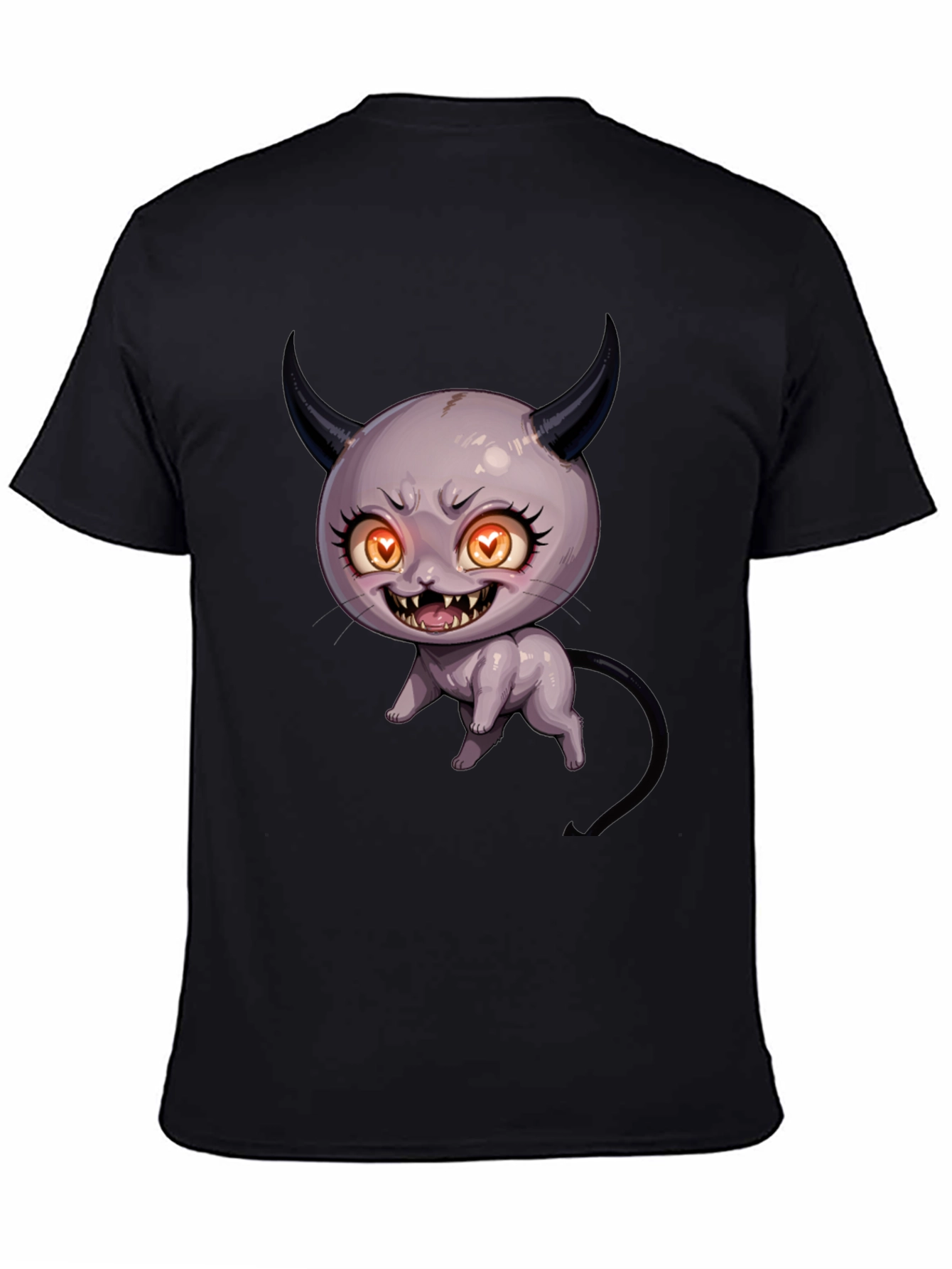 Devil Cat Graphic T-Shirt - Black Cotton Tee