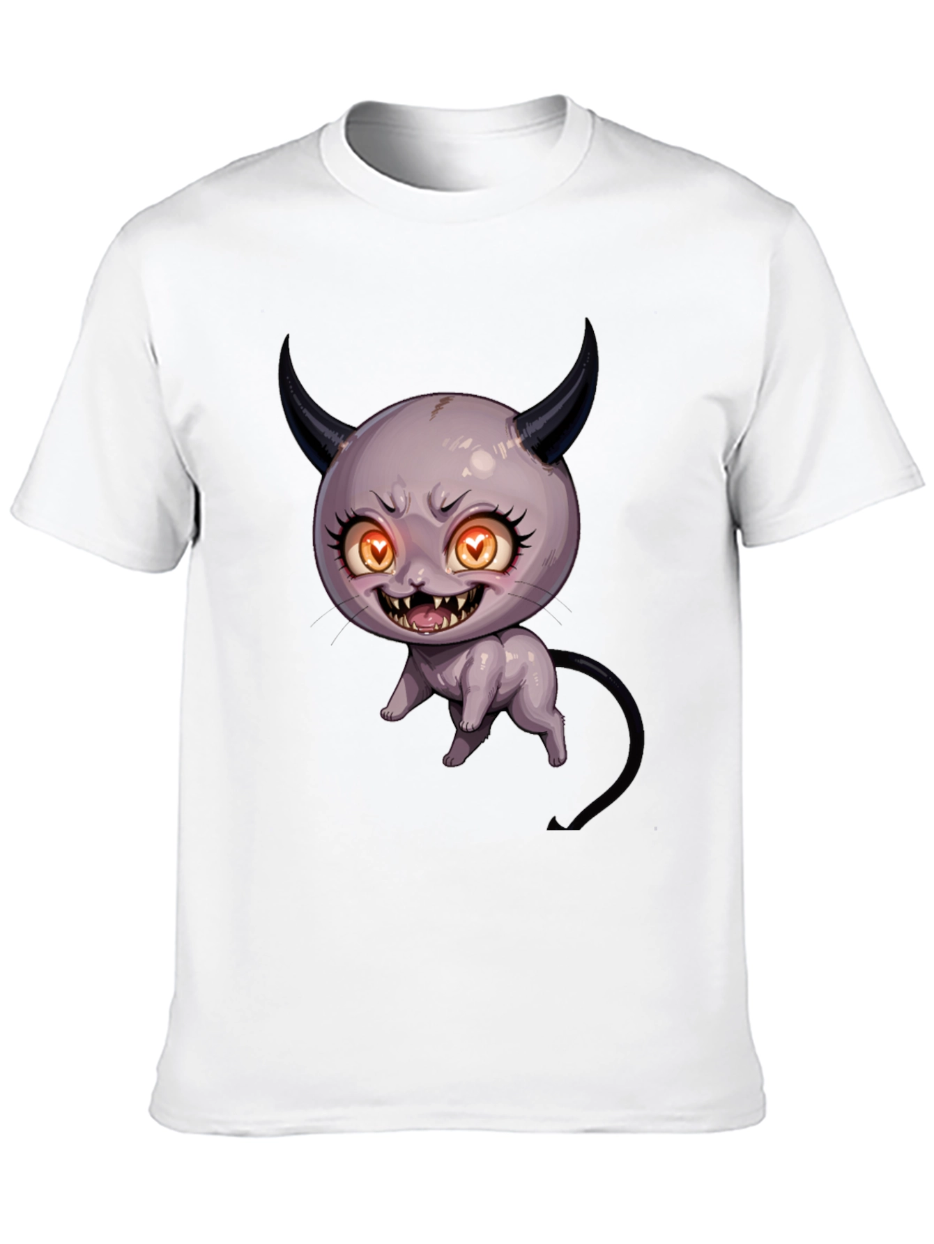 Devil Cat Graphic T-Shirt - Black Cotton Tee
