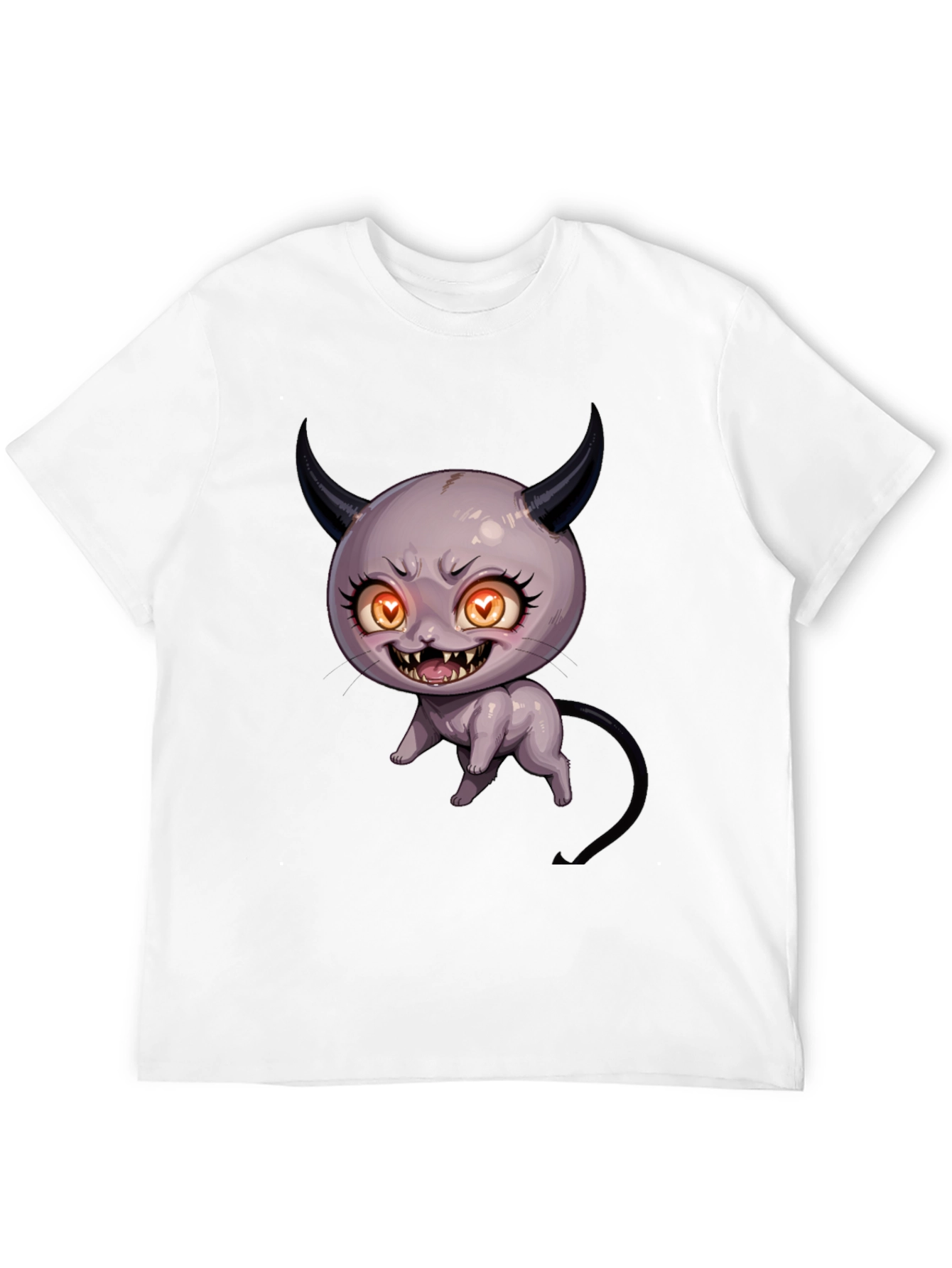 Devil Cat Graphic T-Shirt - Black Cotton Tee