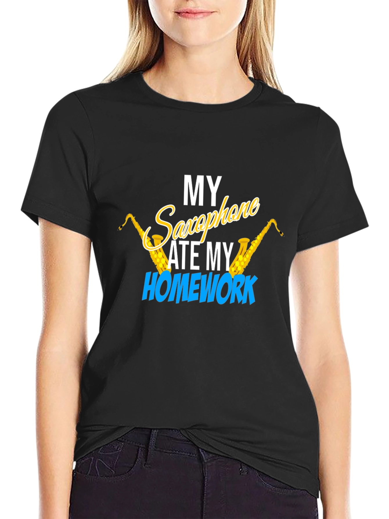 Saxophone Ate My Homework Graphic T-Shirt