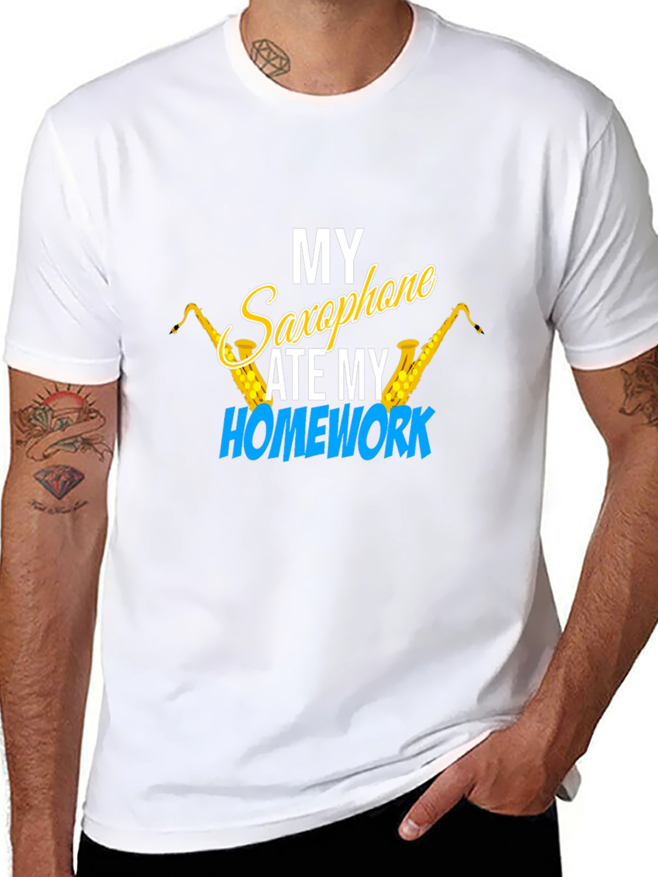 Saxophone Ate My Homework Graphic T-Shirt