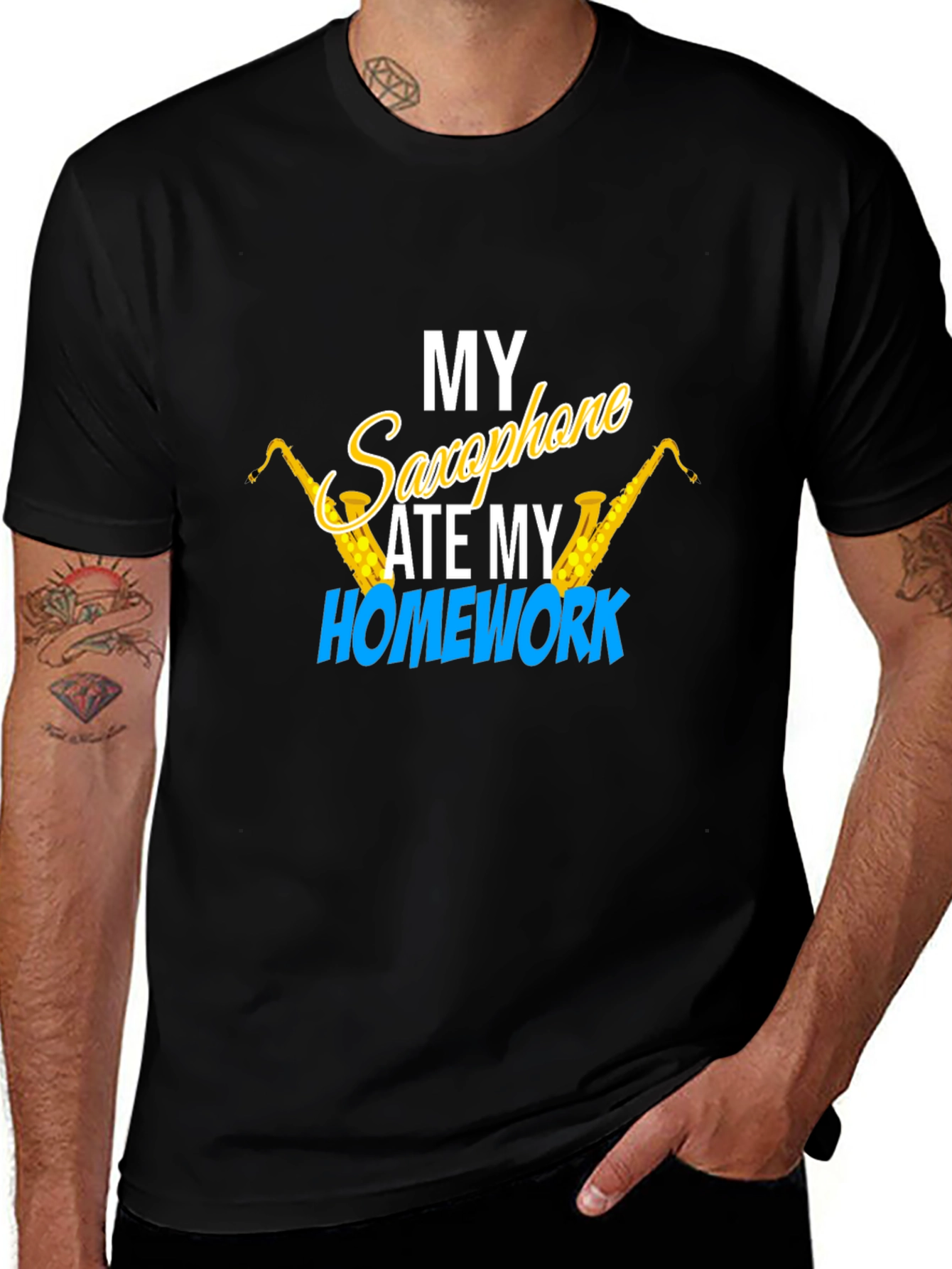 Saxophone Ate My Homework Graphic T-Shirt
