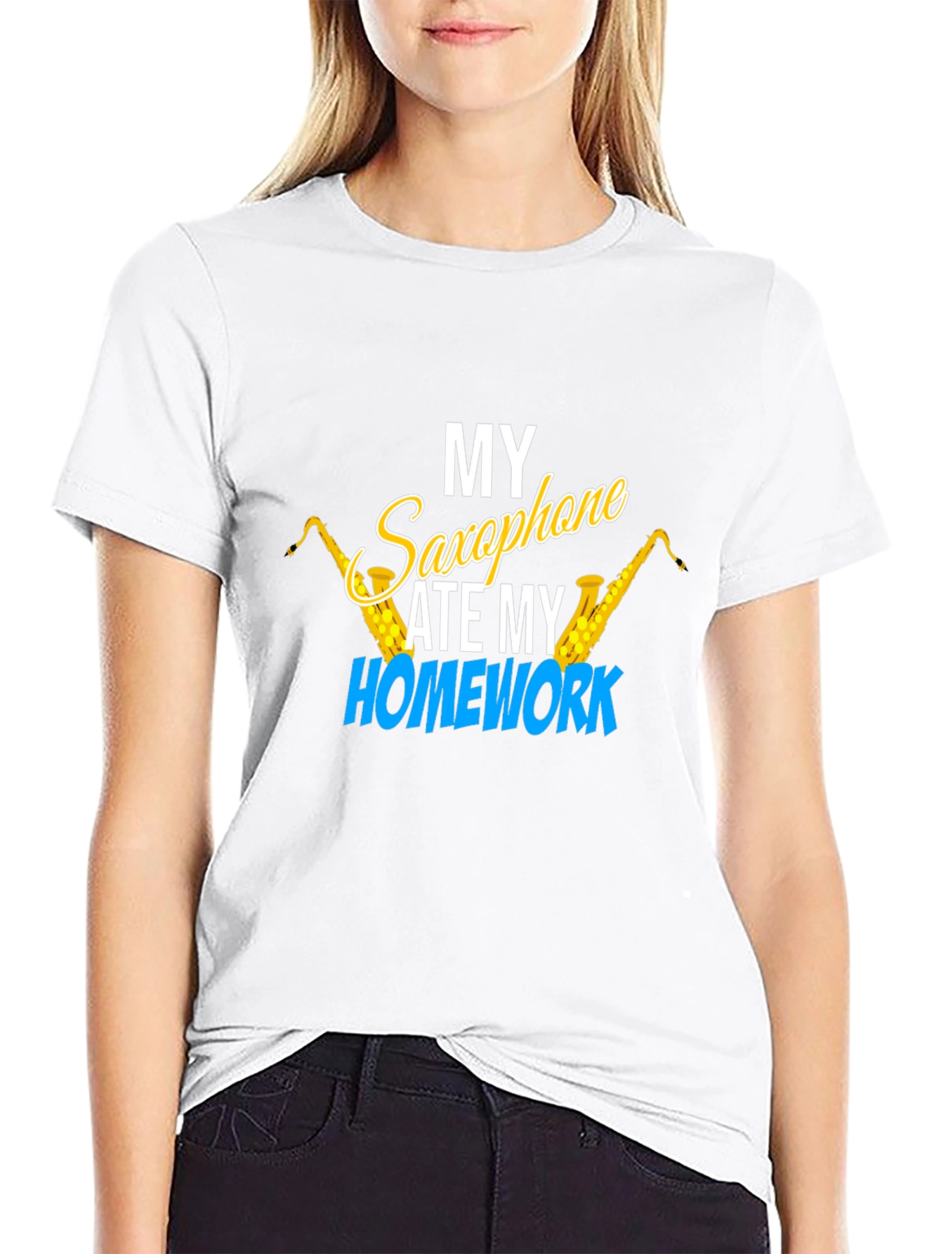 Saxophone Ate My Homework Graphic T-Shirt