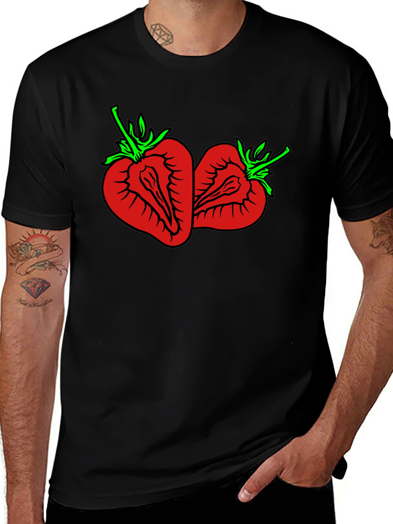 Strawberry Graphic Tee - Unisex Black T-Shirt