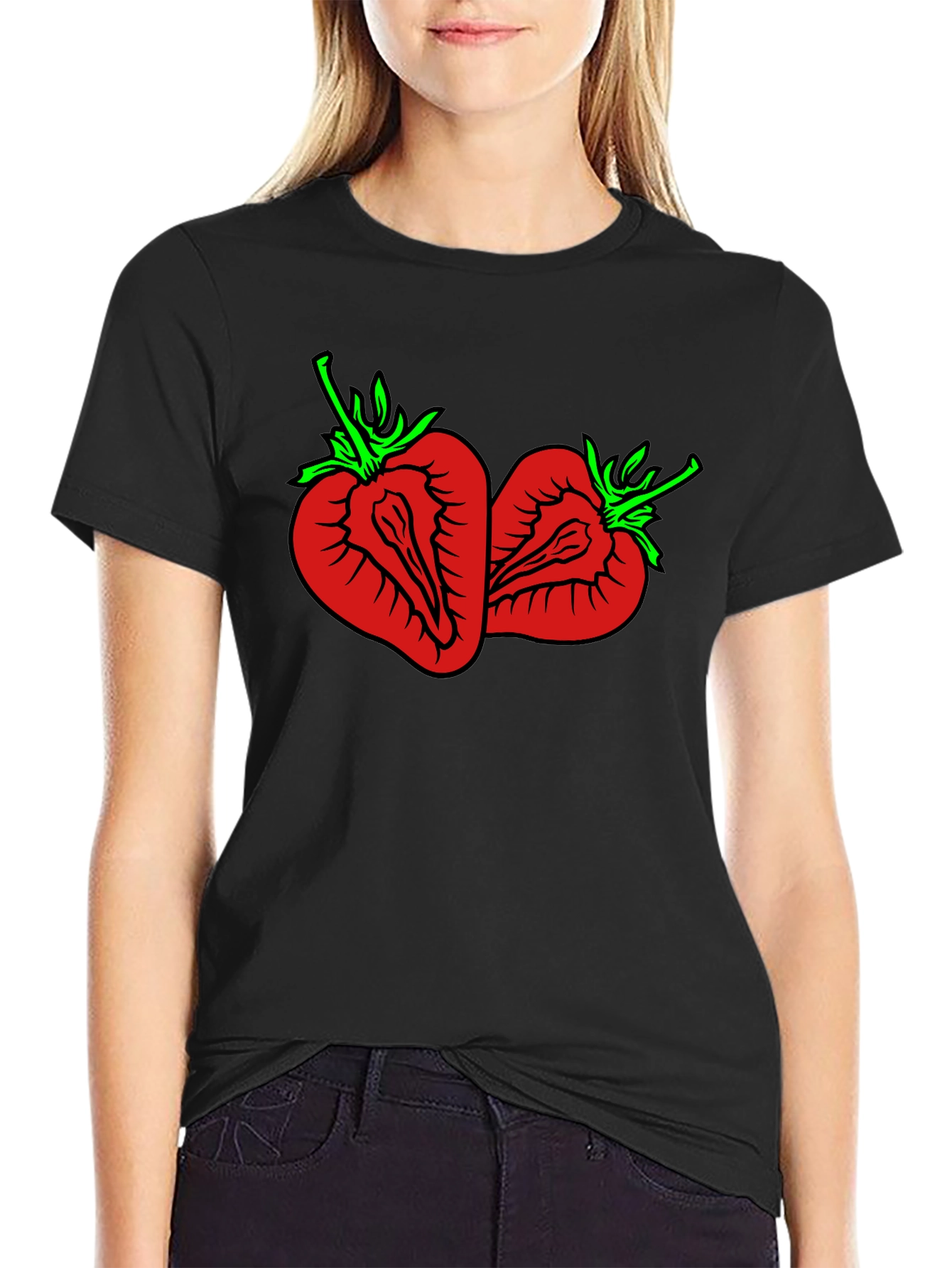 Strawberry Graphic Tee - Unisex Black T-Shirt