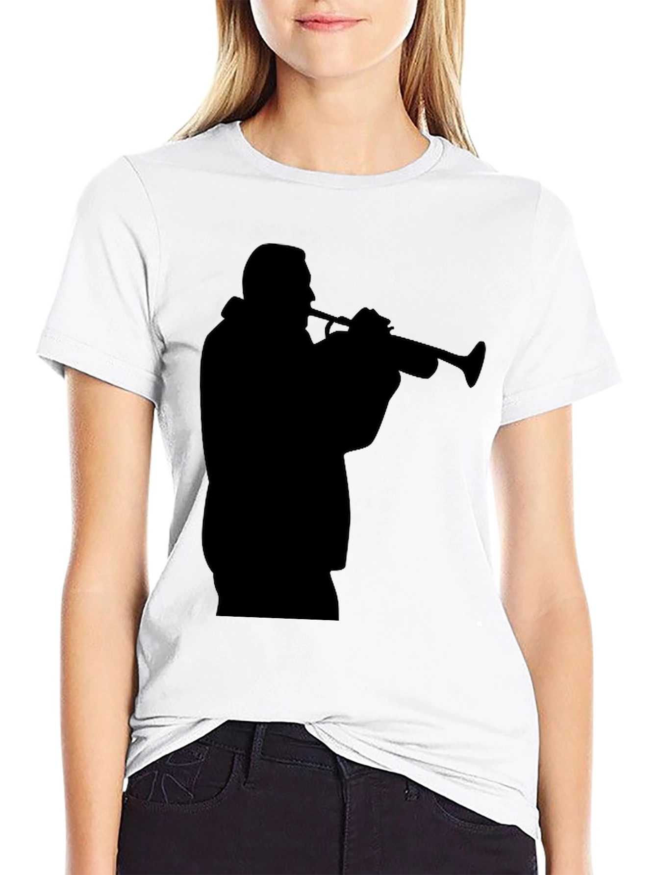Trumpet Player Silhouette Black T-Shirt