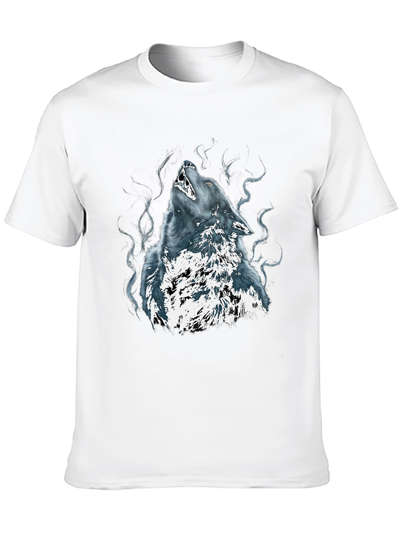 Wolf Graphic Tee - Black Cotton Blend T-Shirt