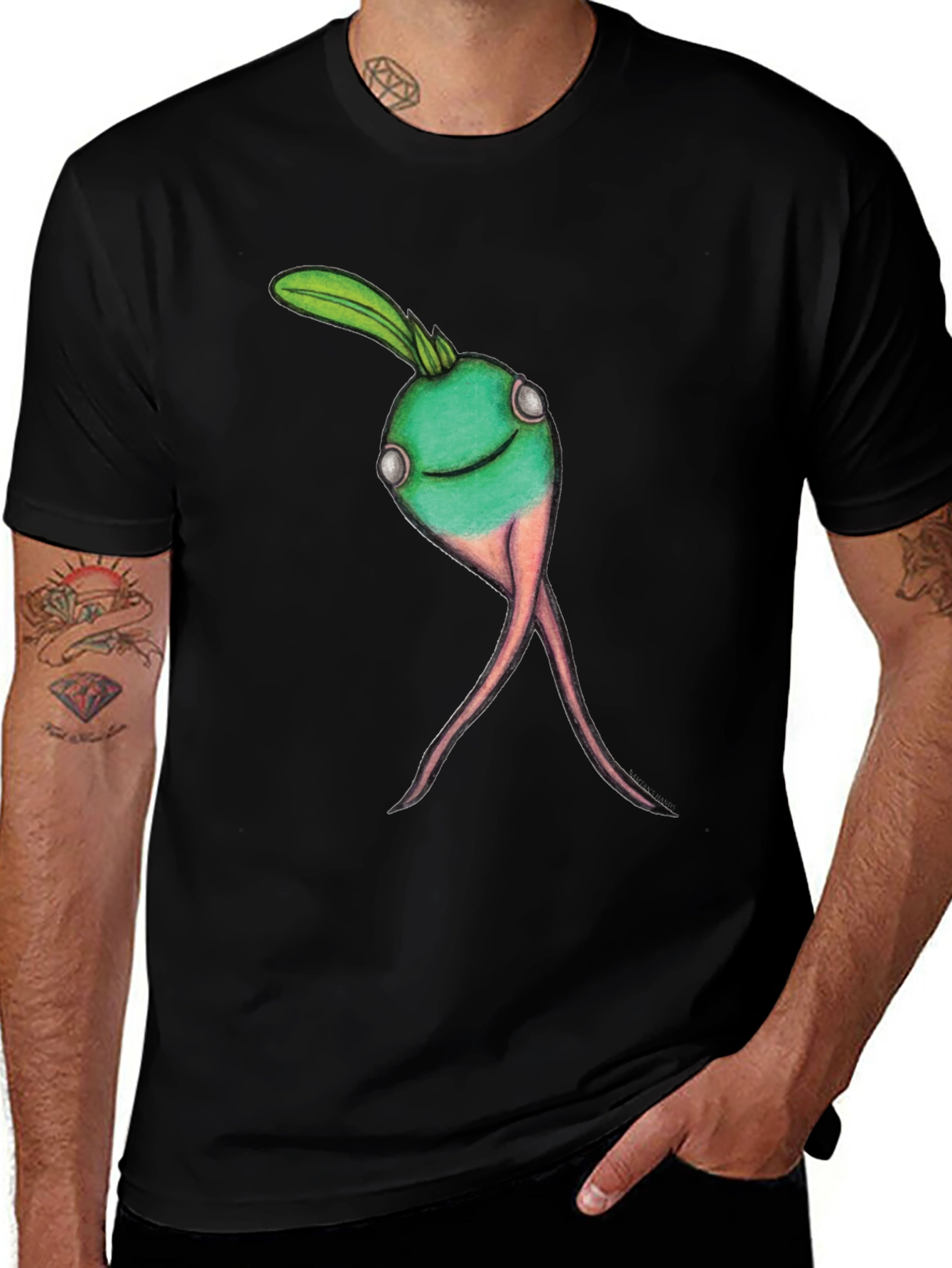 Whimsical Turnip Graphic Tee - Black Cotton Comfort