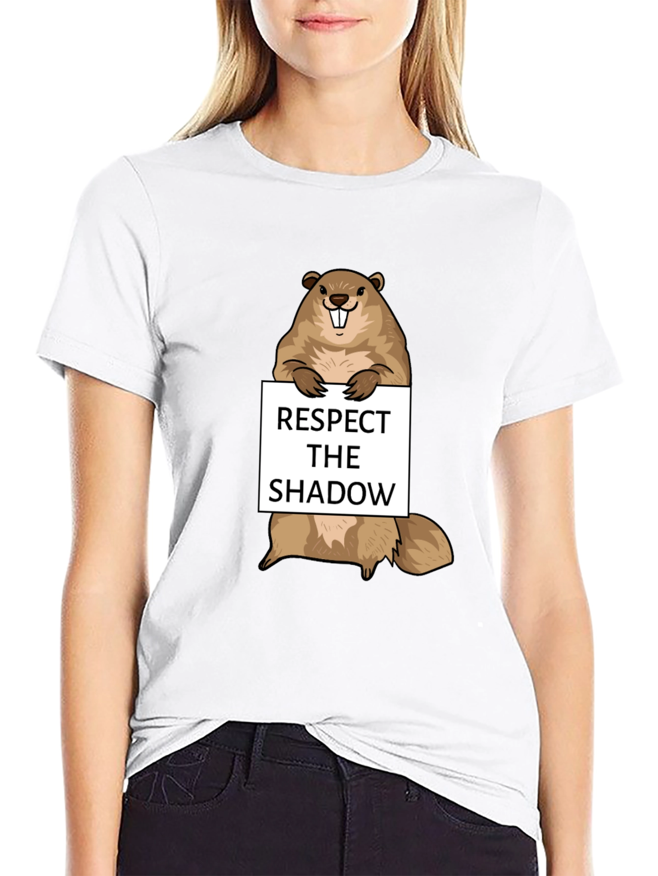Respect the Shadow Groundhog T-Shirt - Funny Design