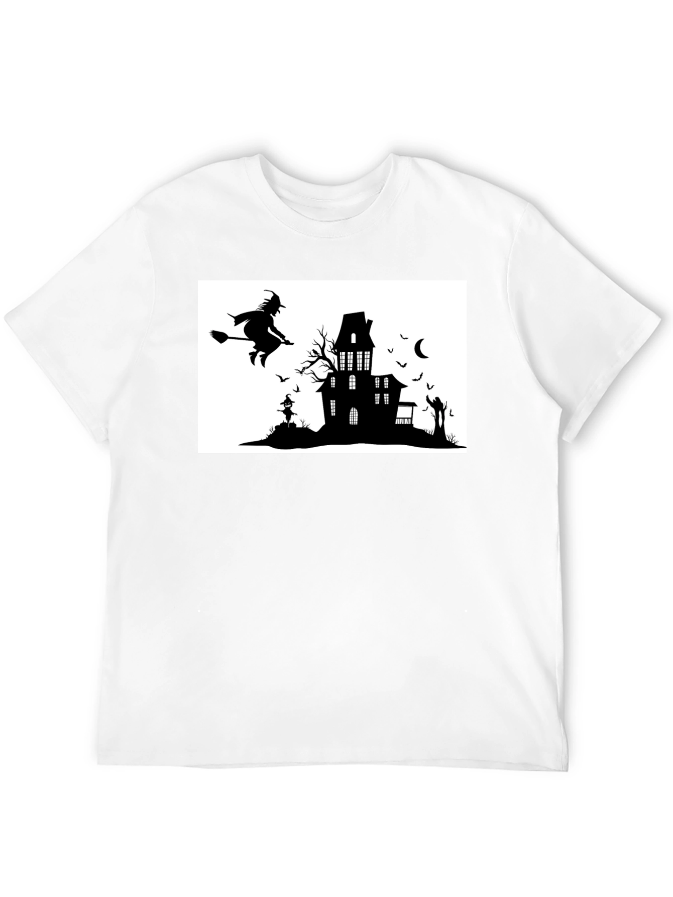 Halloween Witch & Haunted House Graphic Tee
