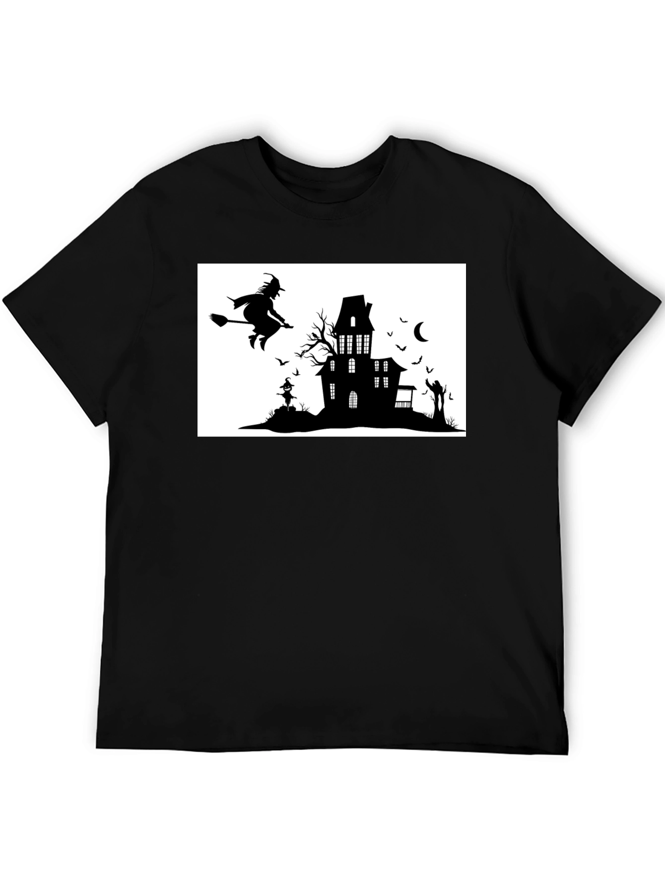 Halloween Witch & Haunted House Graphic Tee