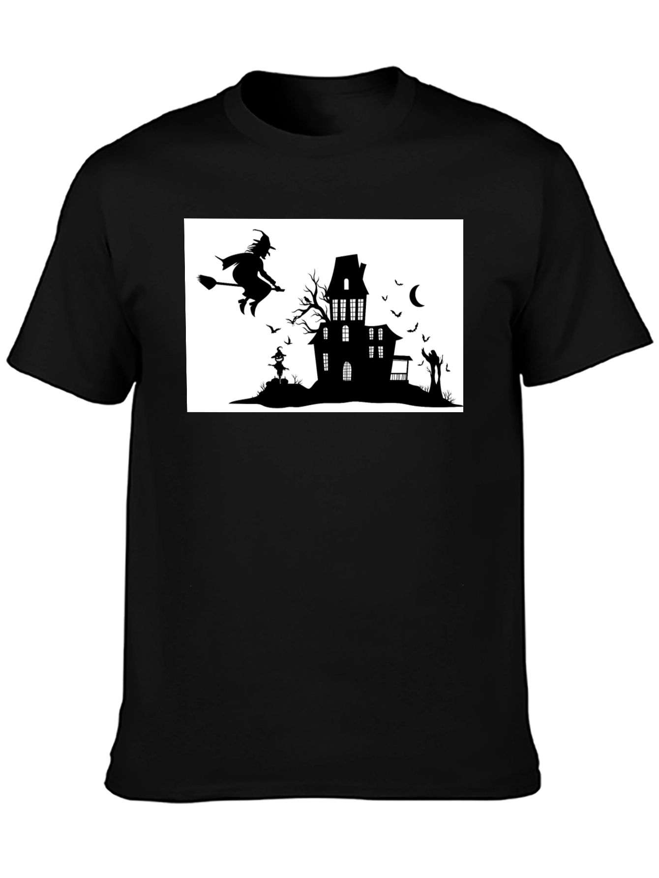 Halloween Witch & Haunted House Graphic Tee
