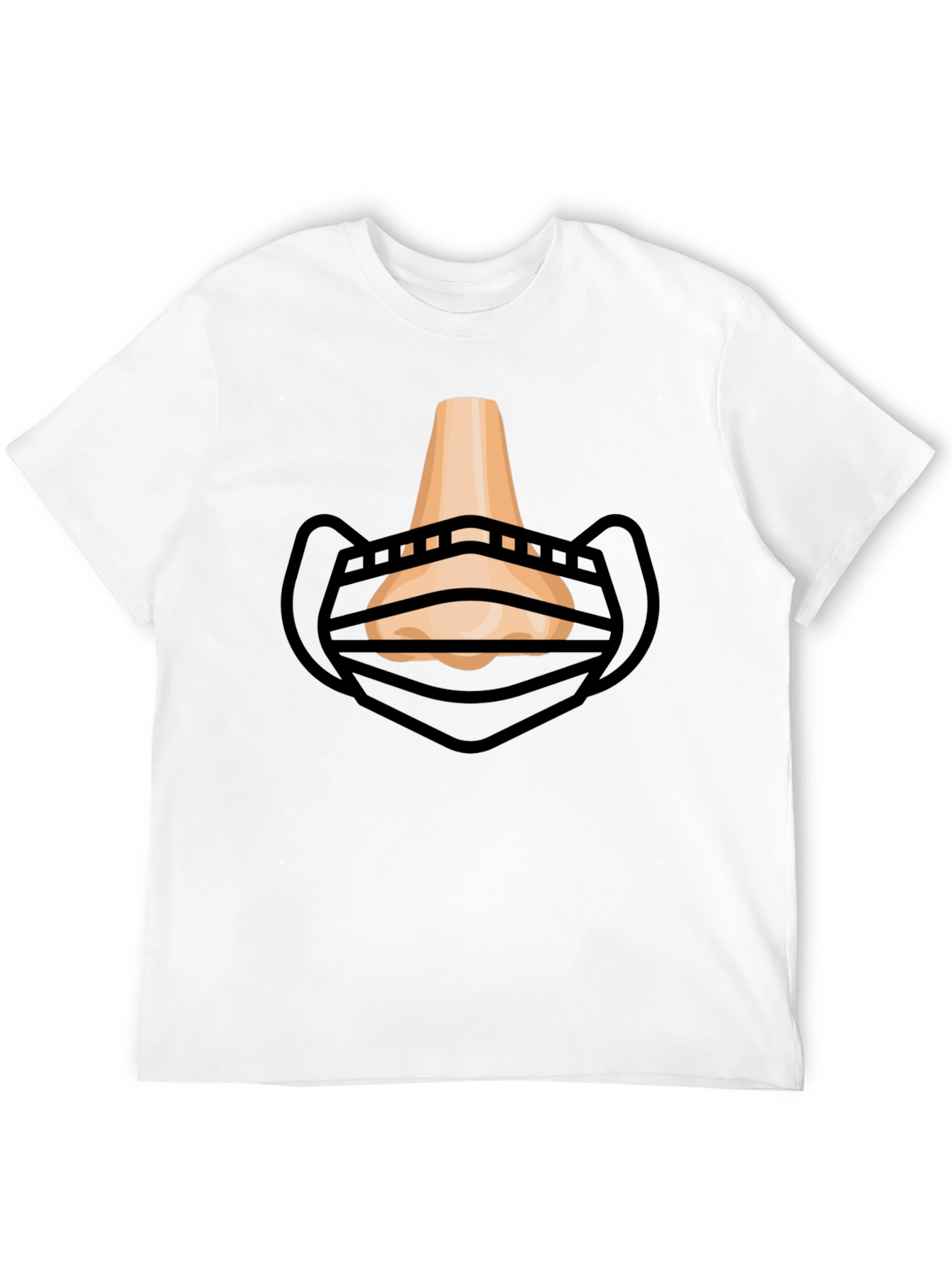 Humorous Masked Nose Graphic T-Shirt - Black