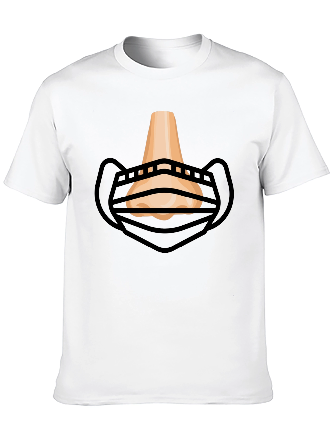 Humorous Masked Nose Graphic T-Shirt - Black