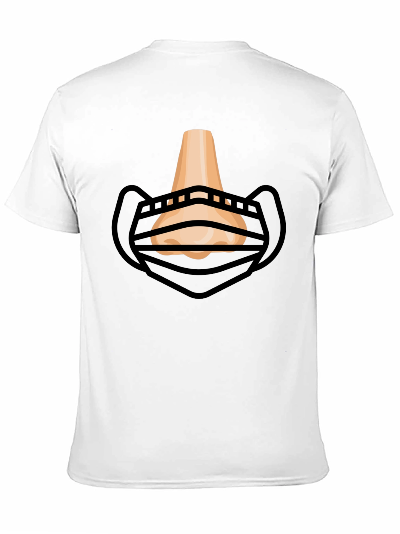 Humorous Masked Nose Graphic T-Shirt - Black