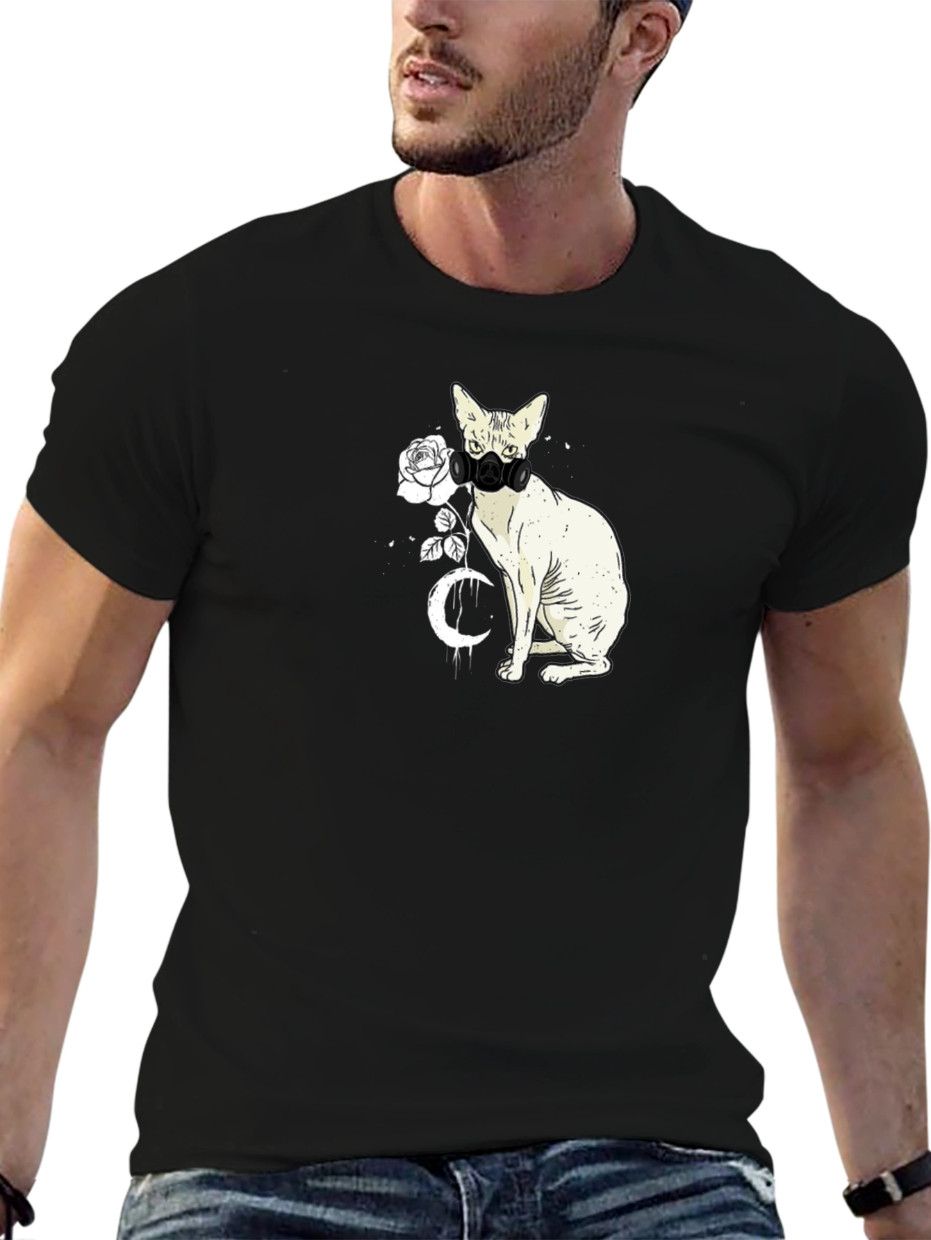 Cat with Mask Graphic T-Shirt