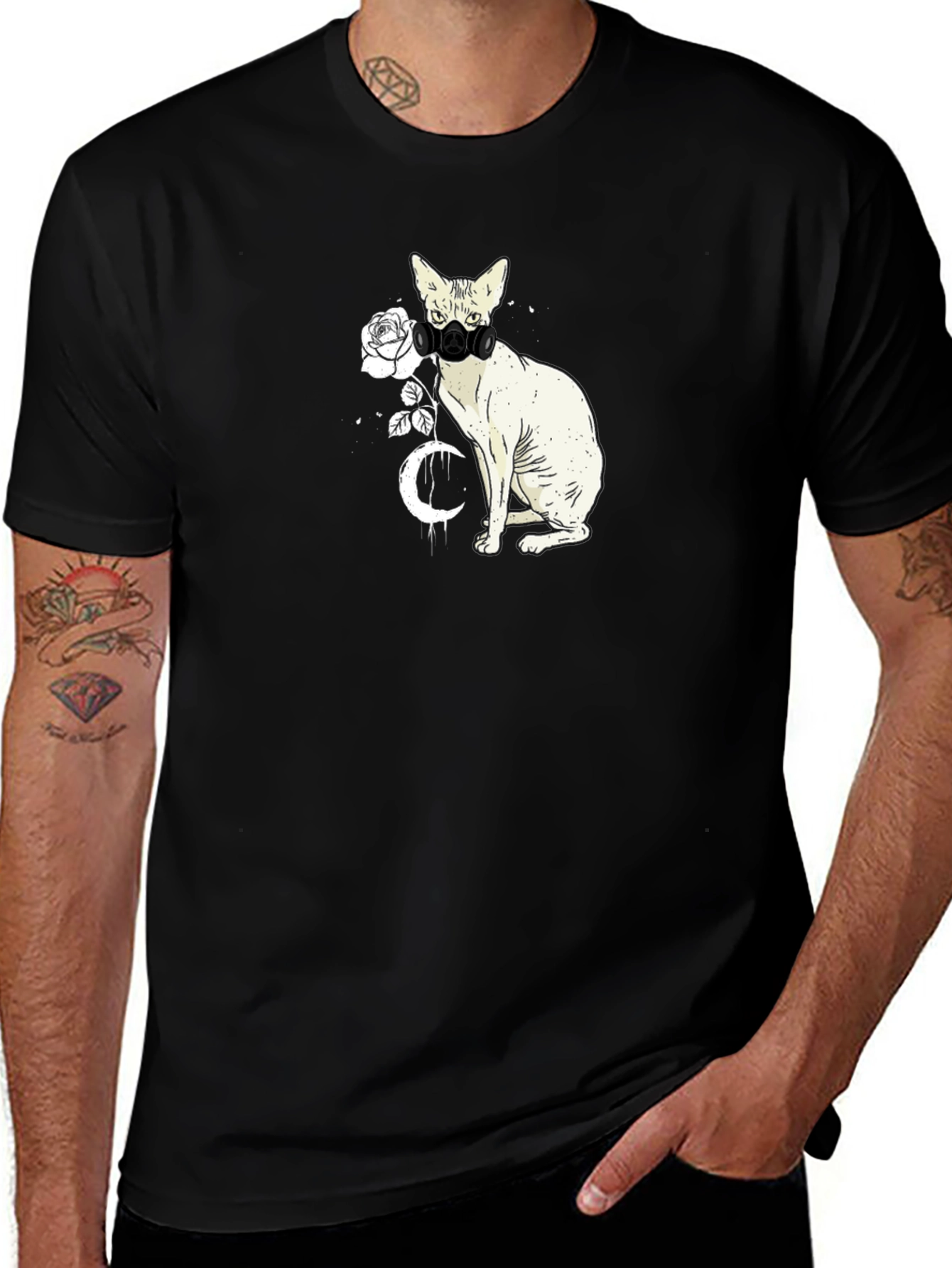 Cat with Mask Graphic T-Shirt