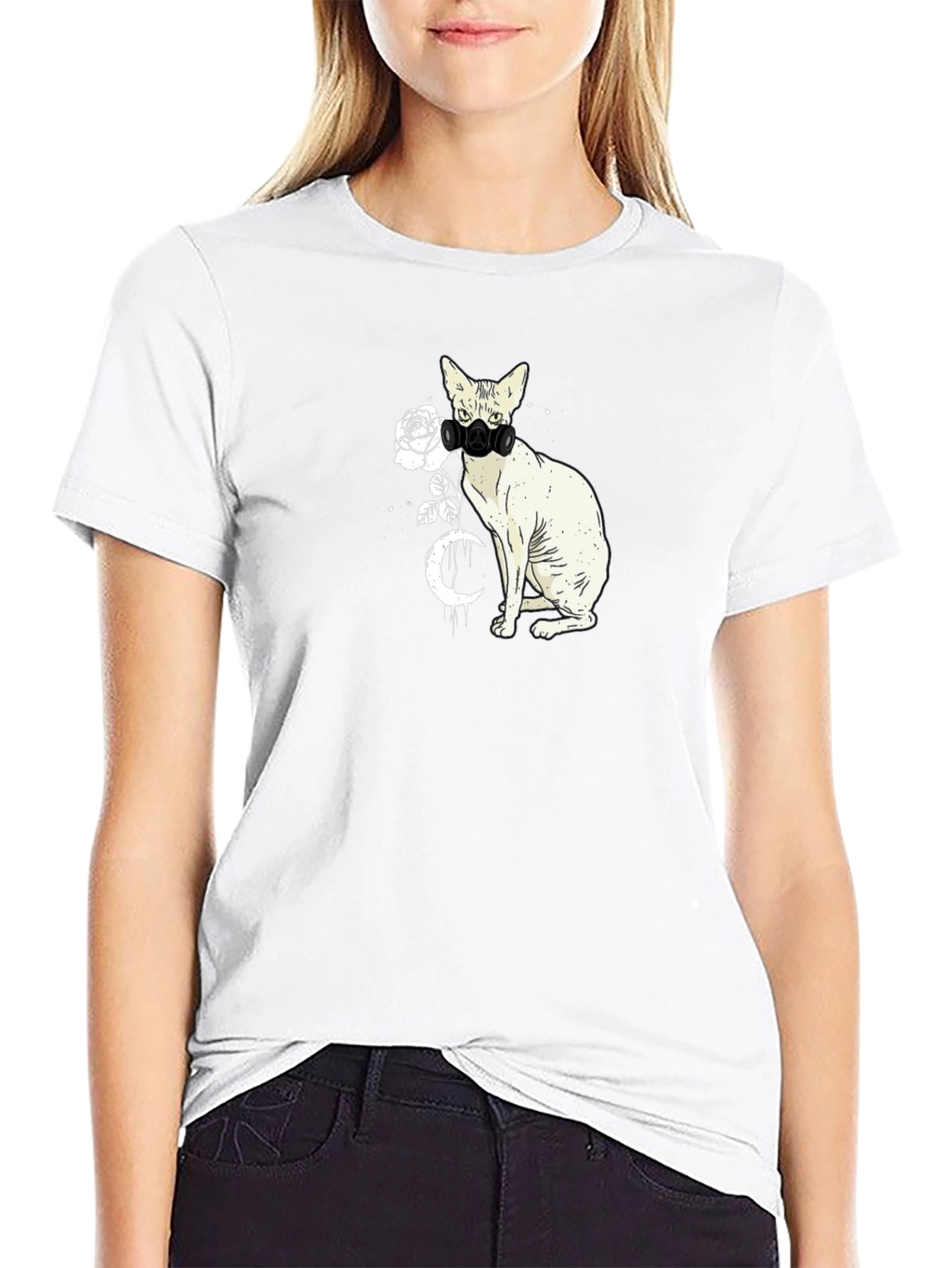 Cat with Mask Graphic T-Shirt
