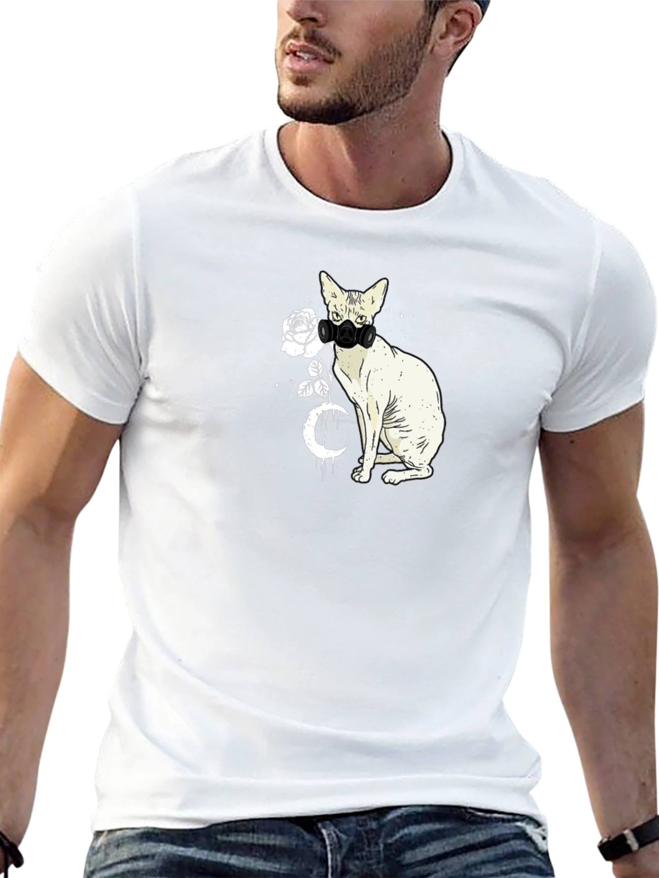 Cat with Mask Graphic T-Shirt