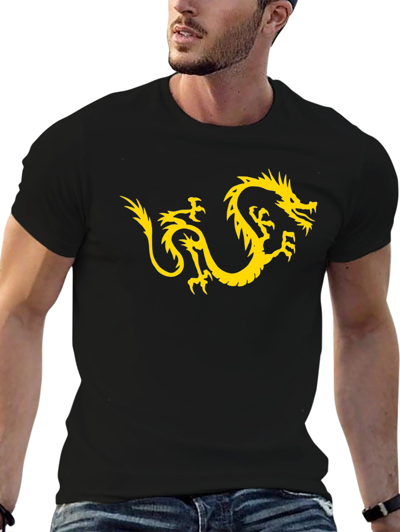 Dragon Graphic Tee - Stylish Black Cotton T-Shirt