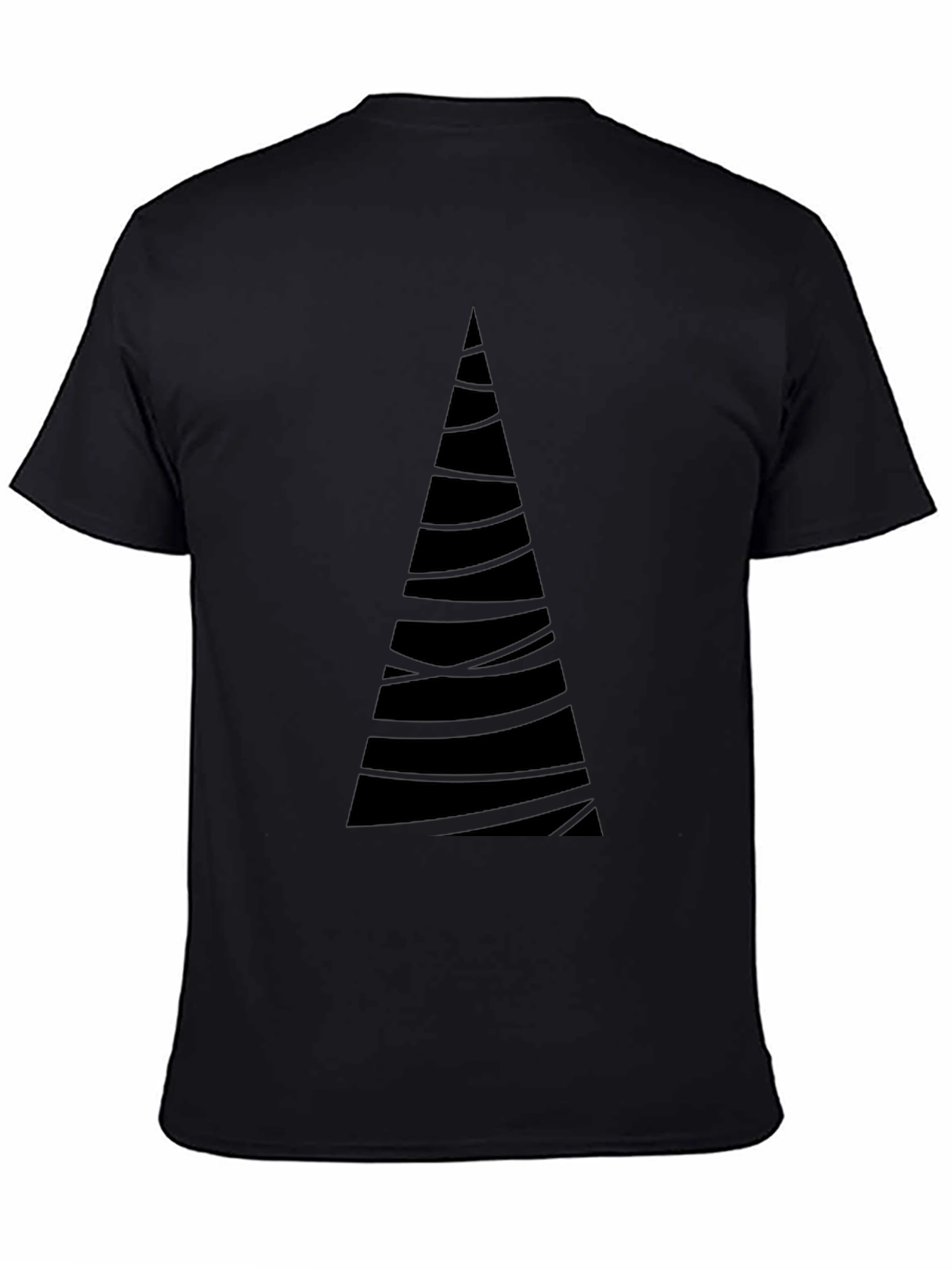 Modern Geometric Tree Graphic Tee - Soft Black Cotton