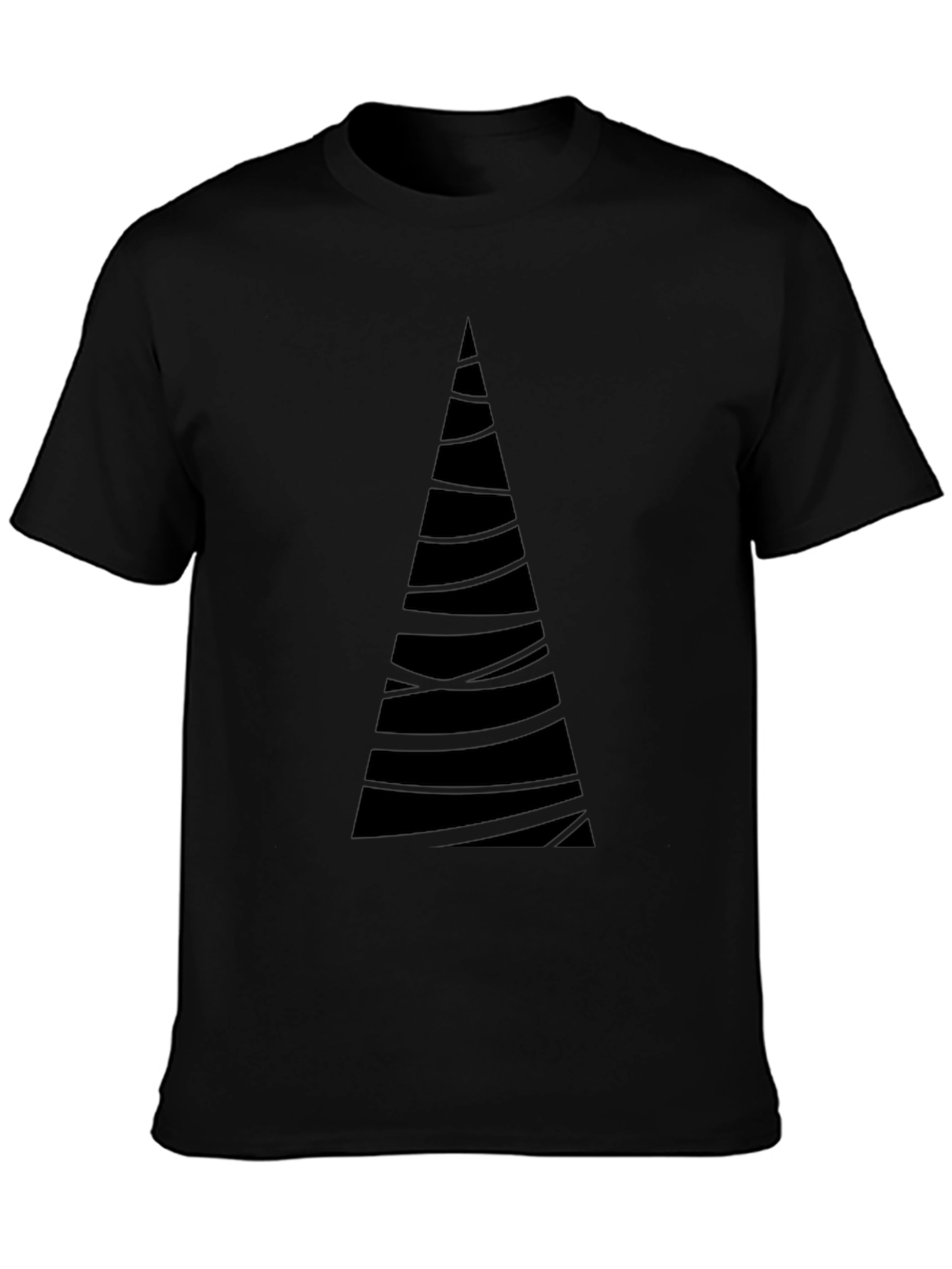 Modern Geometric Tree Graphic Tee - Soft Black Cotton